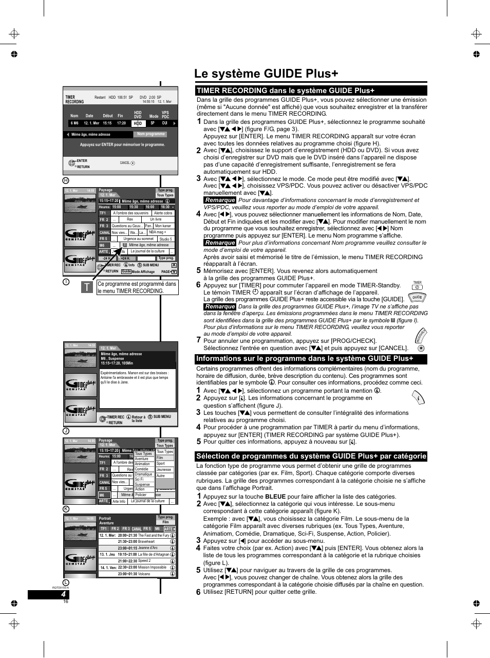 Le système guide plus, Timer recording dans le système guide plus | Panasonic DMREH50 User Manual | Page 16 / 48