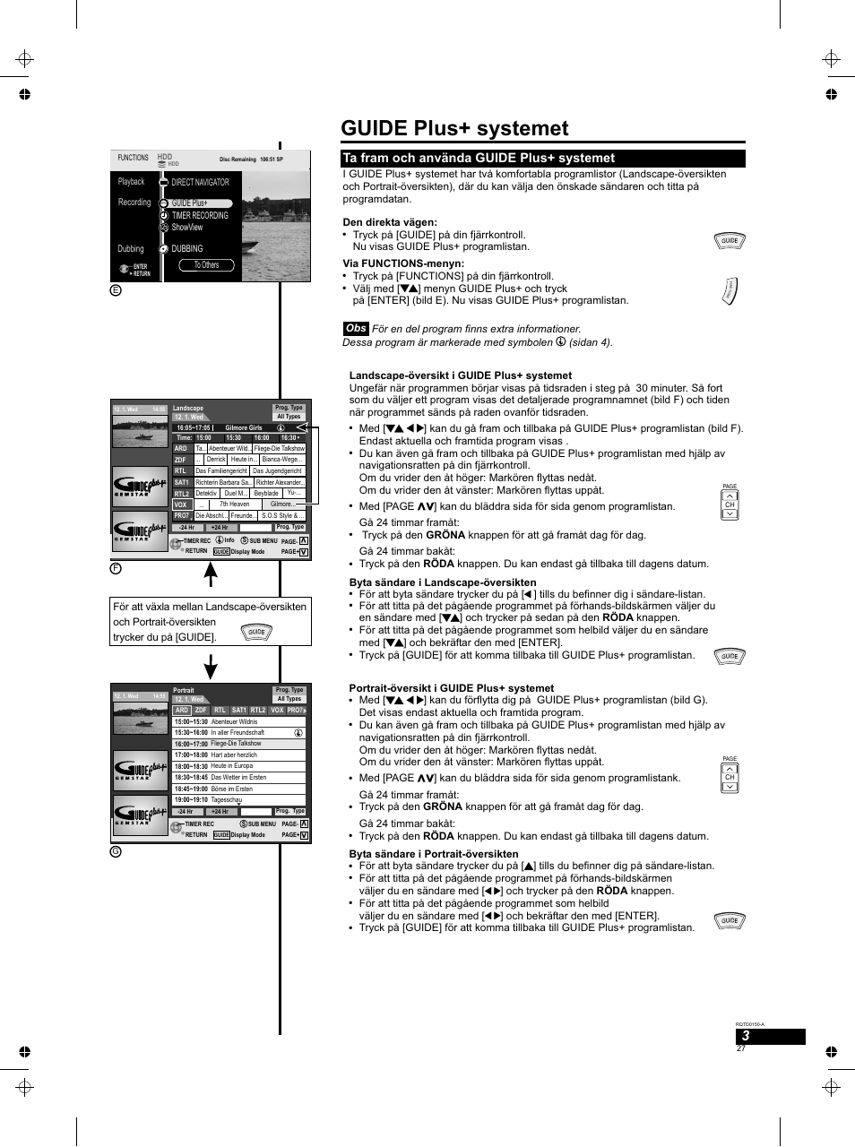 Seite15, Guide plus+ systemet, Ta fram och använda guide plus+ systemet | Panasonic DMREH50 User Manual | Page 27 / 48