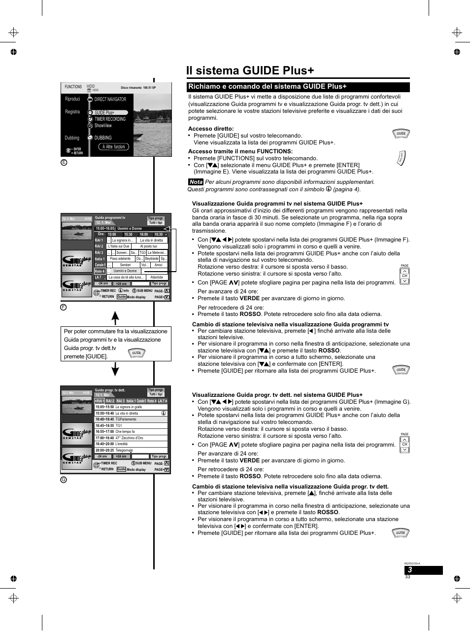 Il sistema guide plus, Richiamo e comando del sistema guide plus | Panasonic DMREH50 User Manual | Page 33 / 48