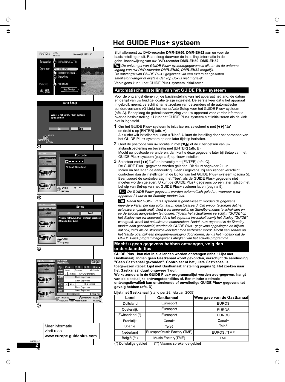 Het guide plus+ systeem | Panasonic DMREH50 User Manual | Page 38 / 48