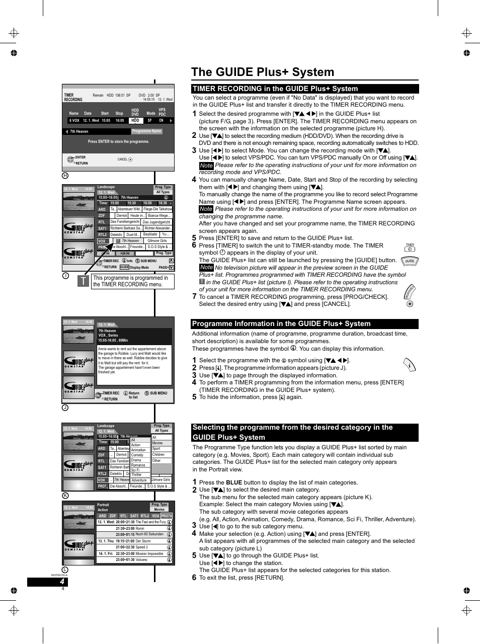 Seite4, The guide plus+ system, Programme information in the guide plus+ system | Timer recording in the guide plus+ system | Panasonic DMREH50 User Manual | Page 4 / 48