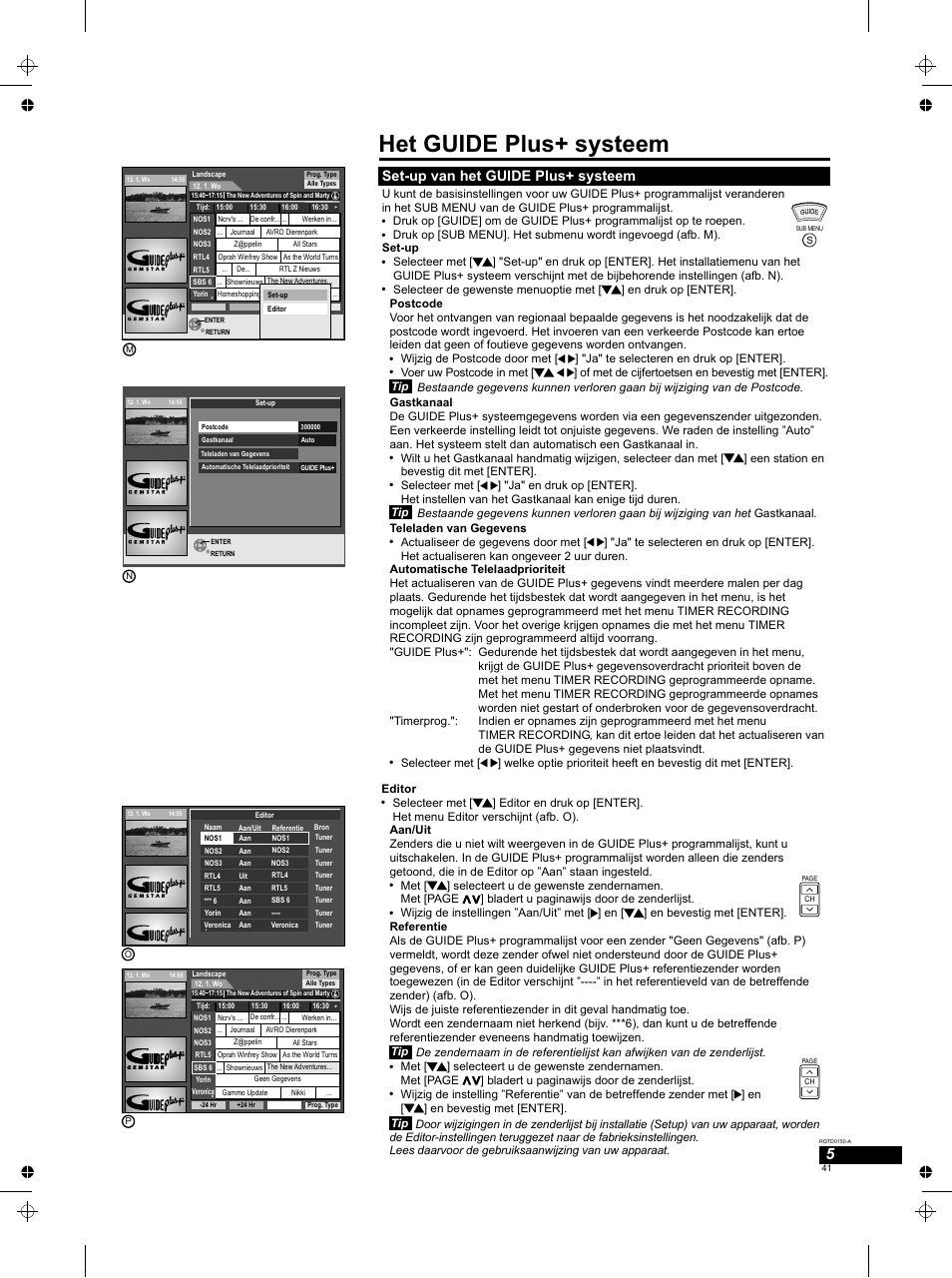 Het guide plus+ systeem, Set-up van het guide plus+ systeem | Panasonic DMREH50 User Manual | Page 41 / 48