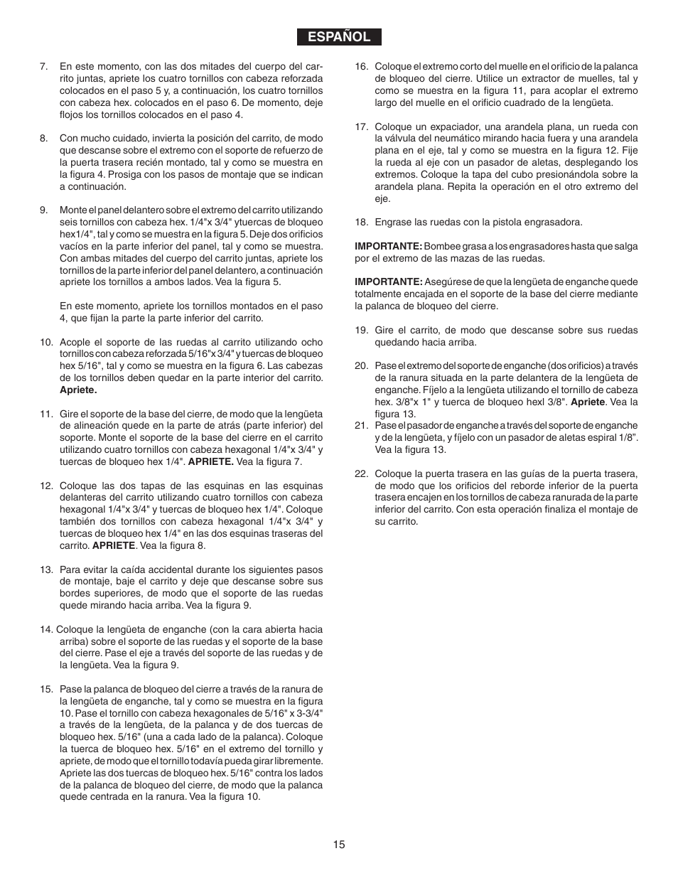 Español | Agri-Fab 45-02402 ATV User Manual | Page 15 / 20