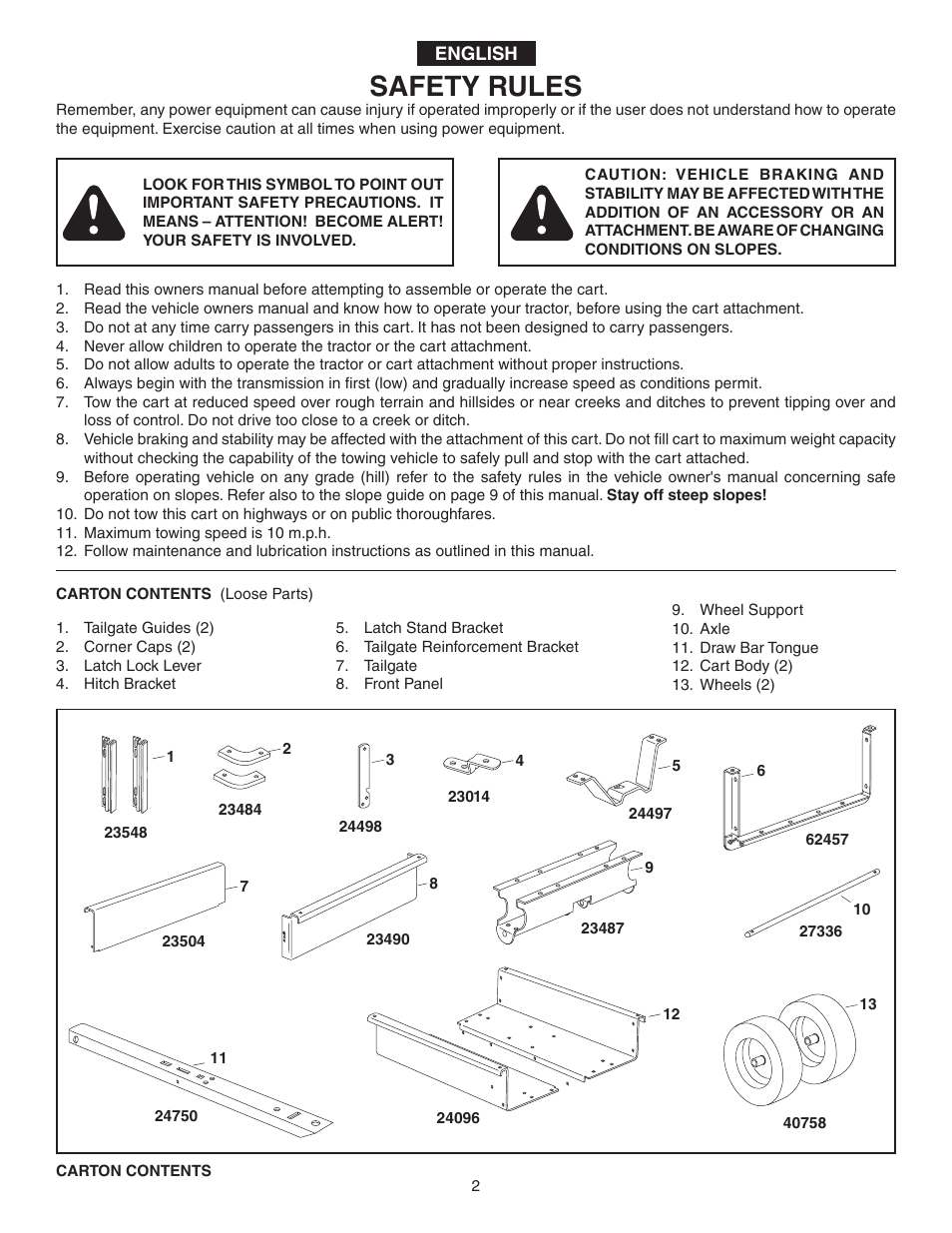 Safety rules | Agri-Fab 45-02402 ATV User Manual | Page 2 / 20