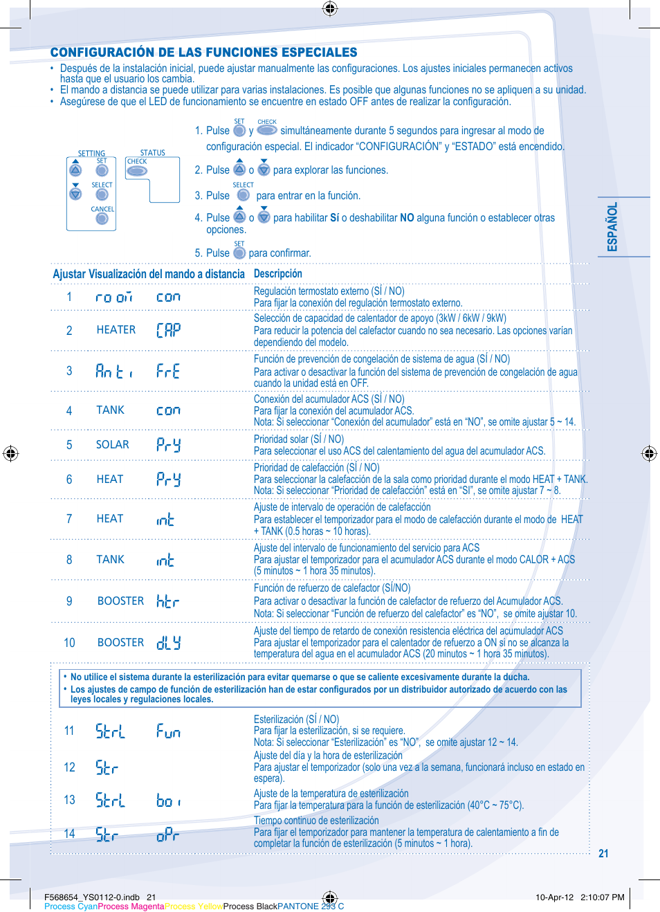 Panasonic WHMXF09D3E51 User Manual | Page 21 / 76