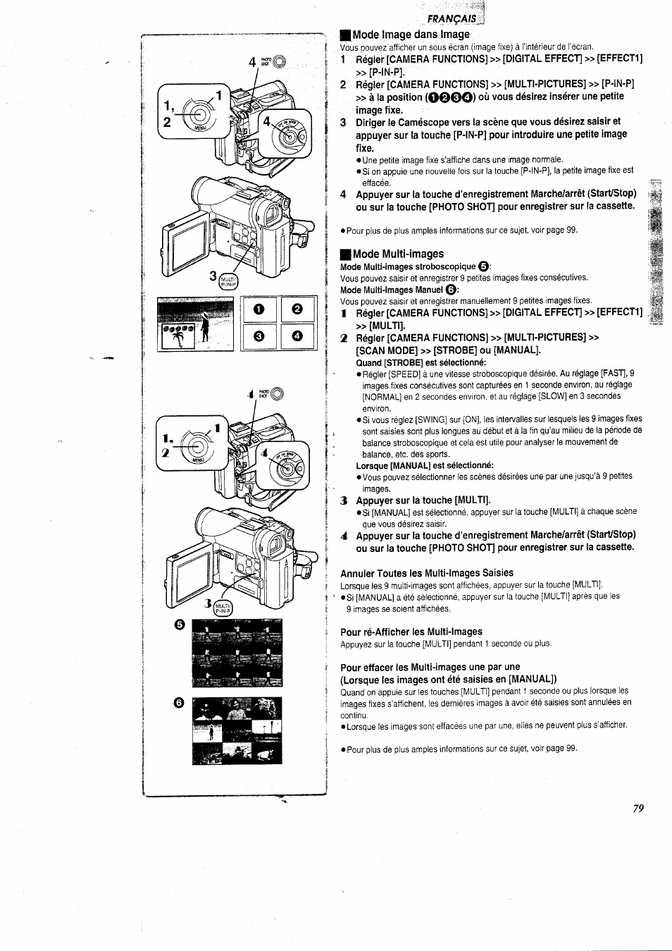 I mode image dans image, Mode multi-images, Français | Panasonic NVGS5 User Manual | Page 25 / 54