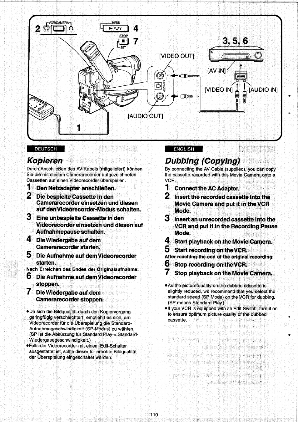 Kopieren, Dubbing (copying) | Panasonic NVRX33EG User Manual | Page 110 / 138