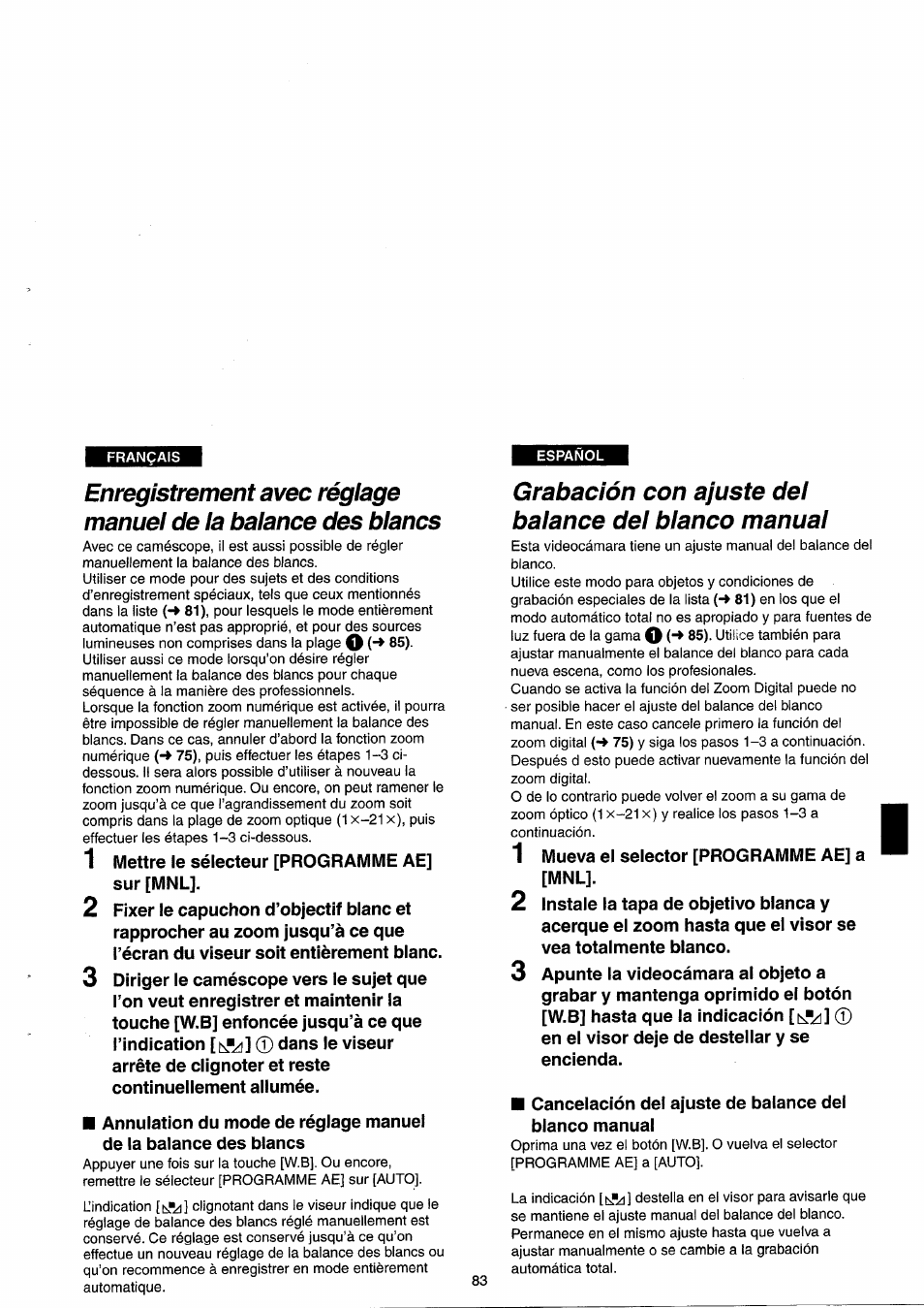 Grabación con ajuste del balance del blanco manual | Panasonic NVRX33EG User Manual | Page 83 / 138