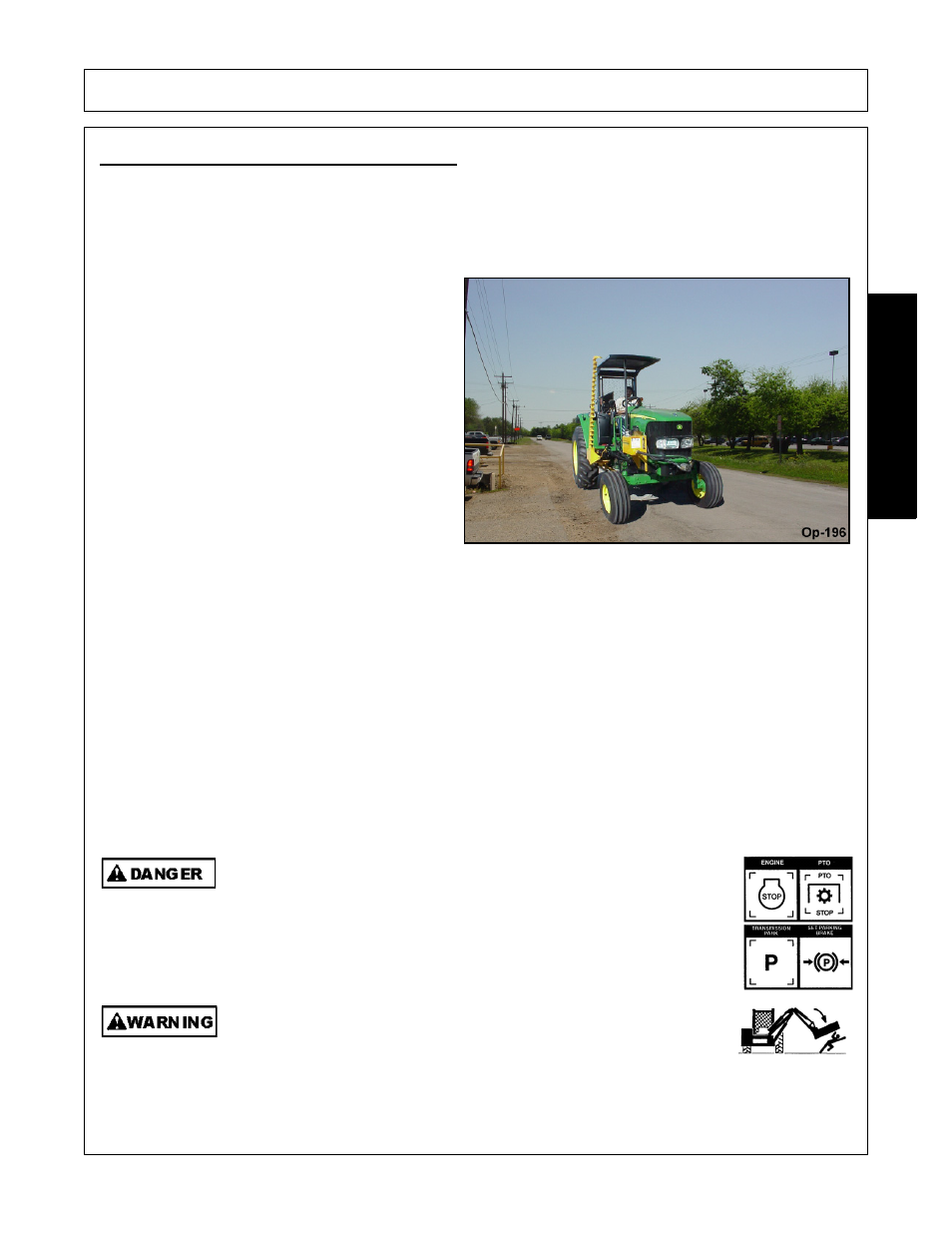 3 driving the tractor and switch blade, Driving the tractor and switch blade -15, Operation | Opera t ion | Alamo Switchblade Sickle Bar 5 User Manual | Page 89 / 112