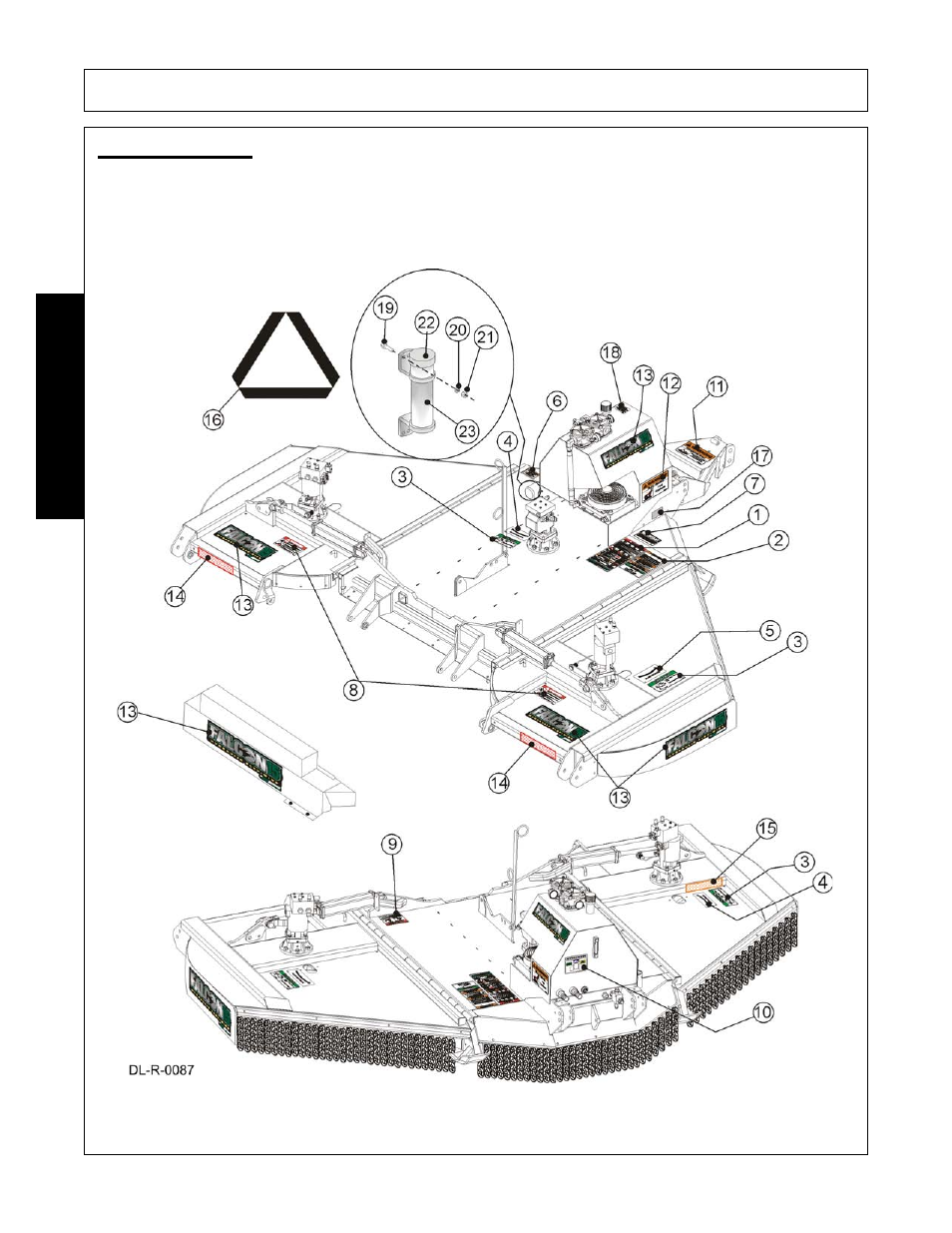 Decal location, Decal location -16, Safety | Alamo FALCON 15/10 User Manual | Page 24 / 156