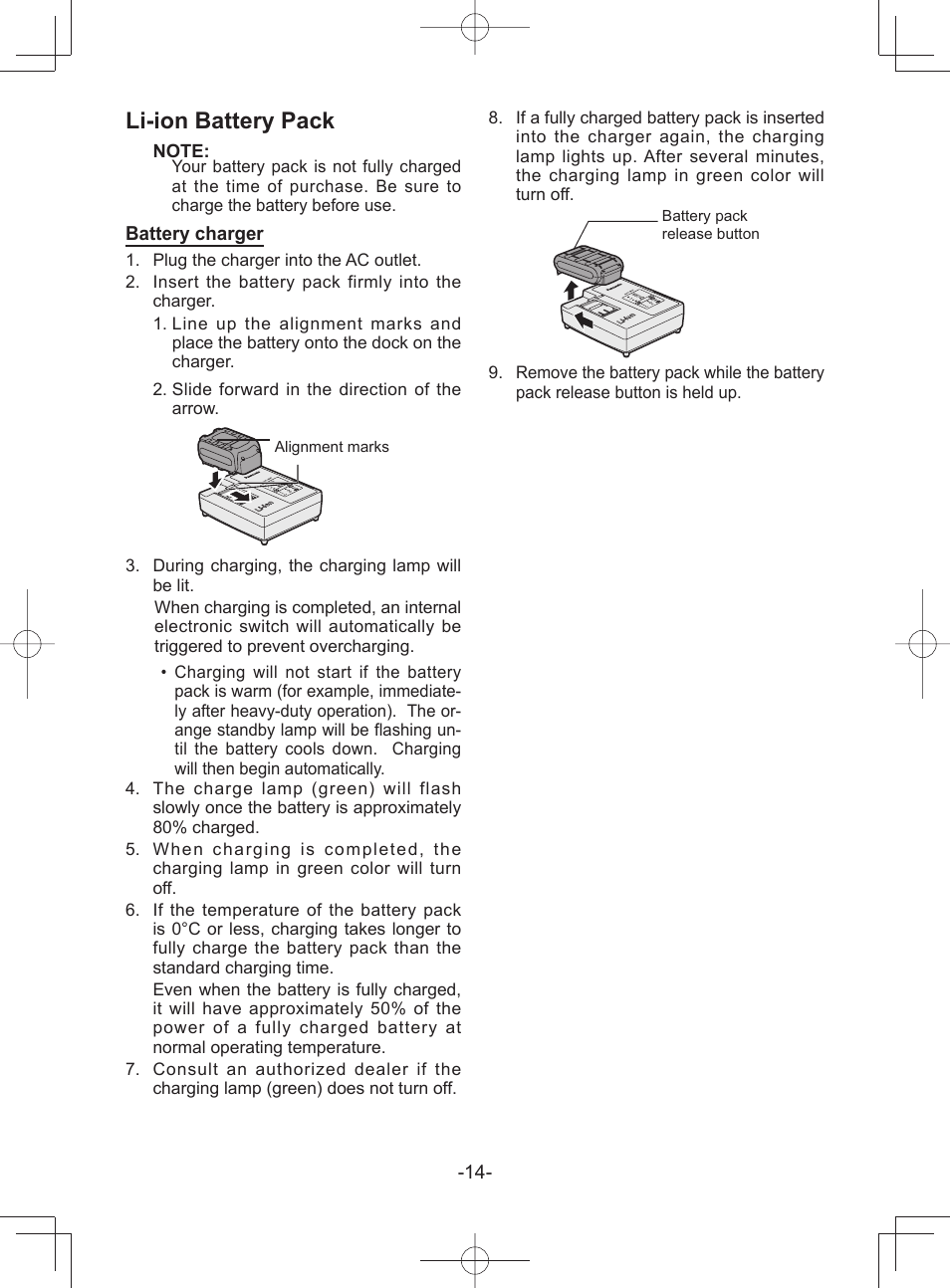 Li-ion battery pack | Panasonic EY45A1 User Manual | Page 14 / 116
