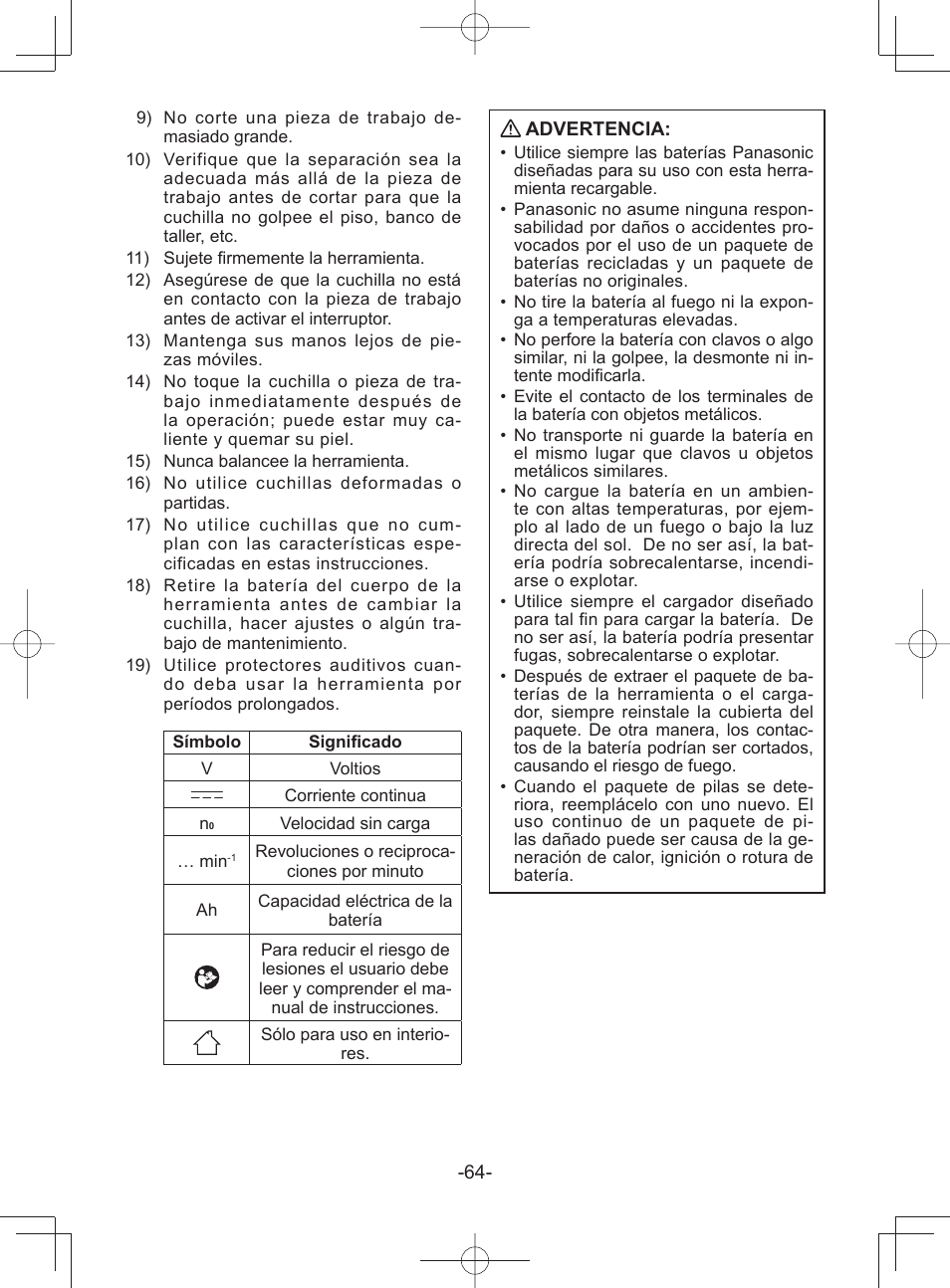 Panasonic EY45A1 User Manual | Page 64 / 116