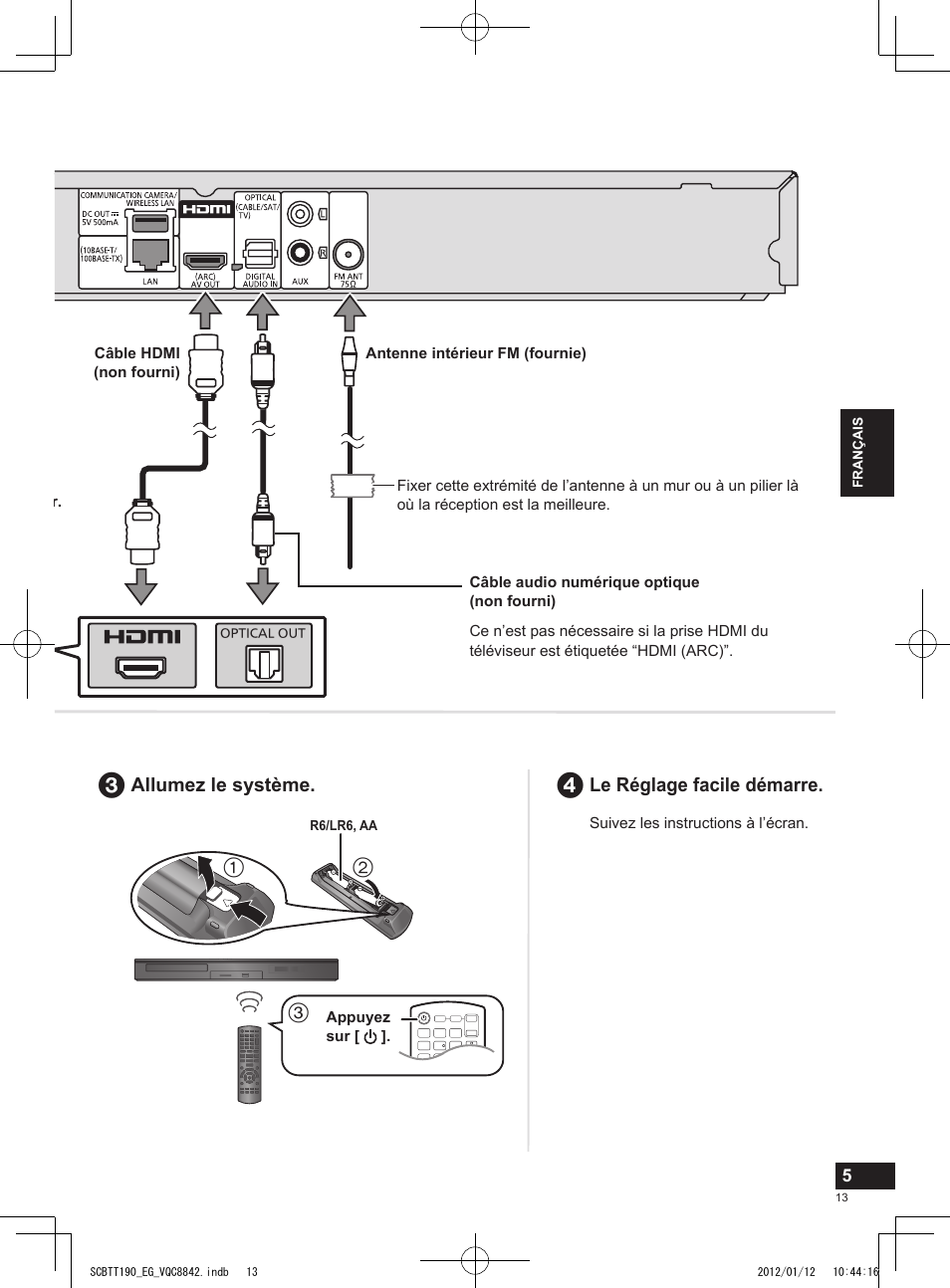 Le réglage facile démarre, Allumez le système | Panasonic SCBTT190EG User Manual | Page 13 / 36