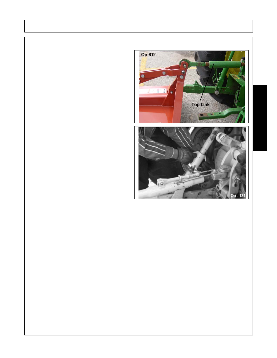 Park the tractor and mower on level ground, Shut down the tractor and remove the key, Securely block up the mower at this height | Operation, Opera t ion | Alamo RX72  EN User Manual | Page 109 / 166