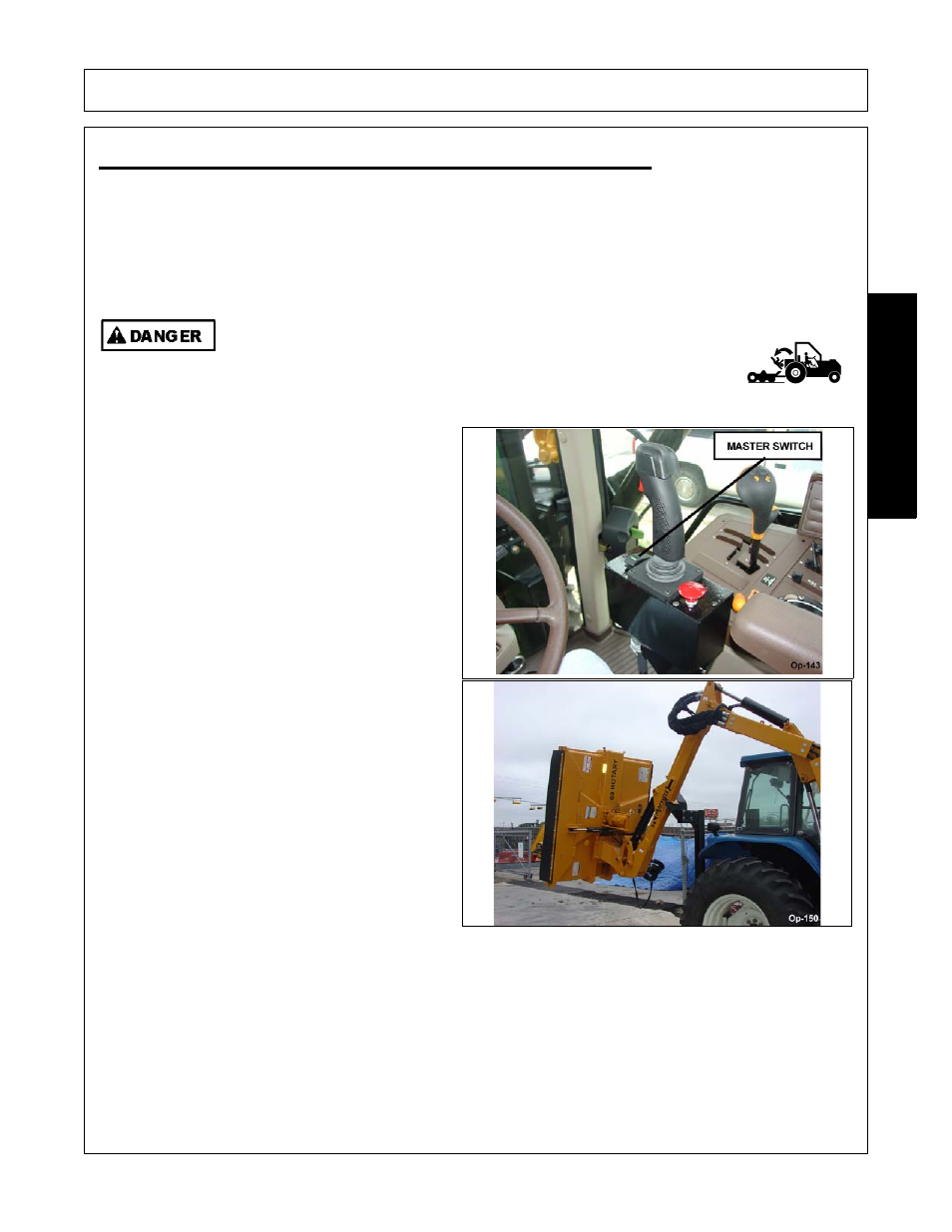 Transporting the tractor and implement, Operation, Opera t ion | Alamo MACHETE FC-0002 User Manual | Page 141 / 174