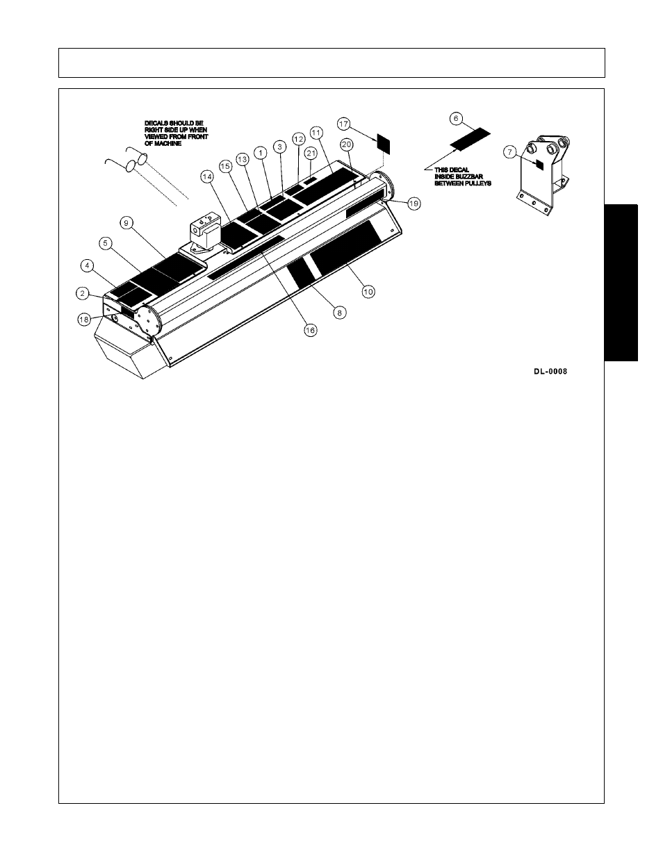 00758194 1 warning v-belt pinch, 00769736 1 warning use/repair shields, 00769737 1 danger cutting blades | 02925100 1 caution genuine parts, 02958241 1 danger operator safety, 02962764 1 danger pinch point, 00756004 1 danger guard missing, 02965262 1 danger leak/hose burst, 02967827 1 danger multi hazard rotary, 00757139 1 logo alamo by terrain king | Alamo MACHETE FC-0002 User Manual | Page 31 / 174