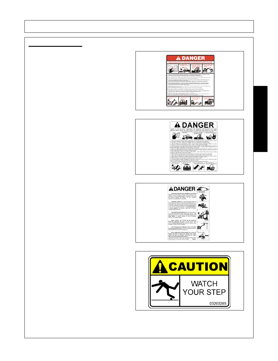 Decal description, Safety | Alamo MACHETE FC-0002 User Manual | Page 33 / 174