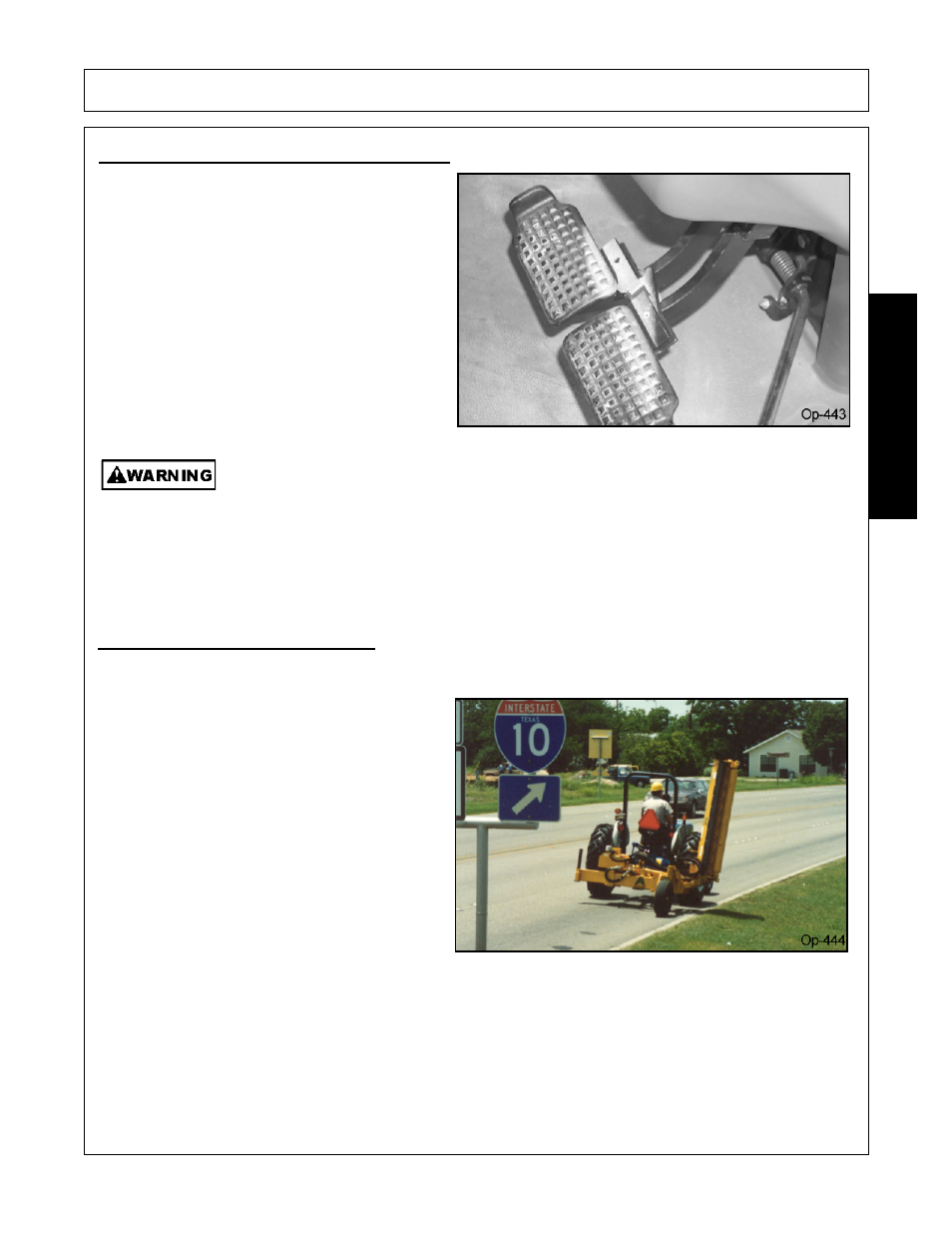 2 brake and differential lock setting, 3 operating the mower wing, Transport position | Operation, Opera t ion | Alamo none User Manual | Page 111 / 150