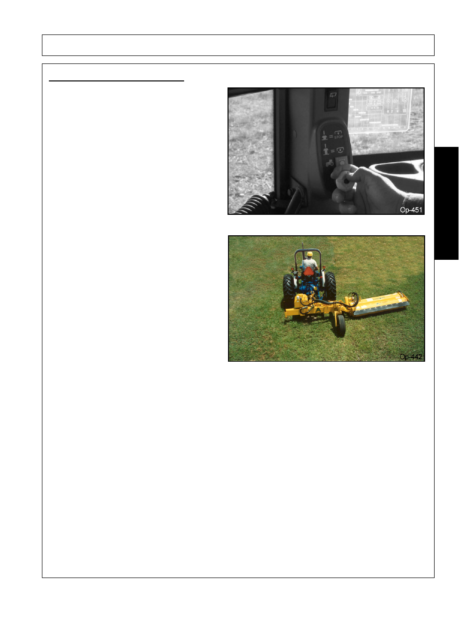 1 shutting down the mower, Shutting down the mower -35, Operation | Opera t ion | Alamo none User Manual | Page 121 / 150
