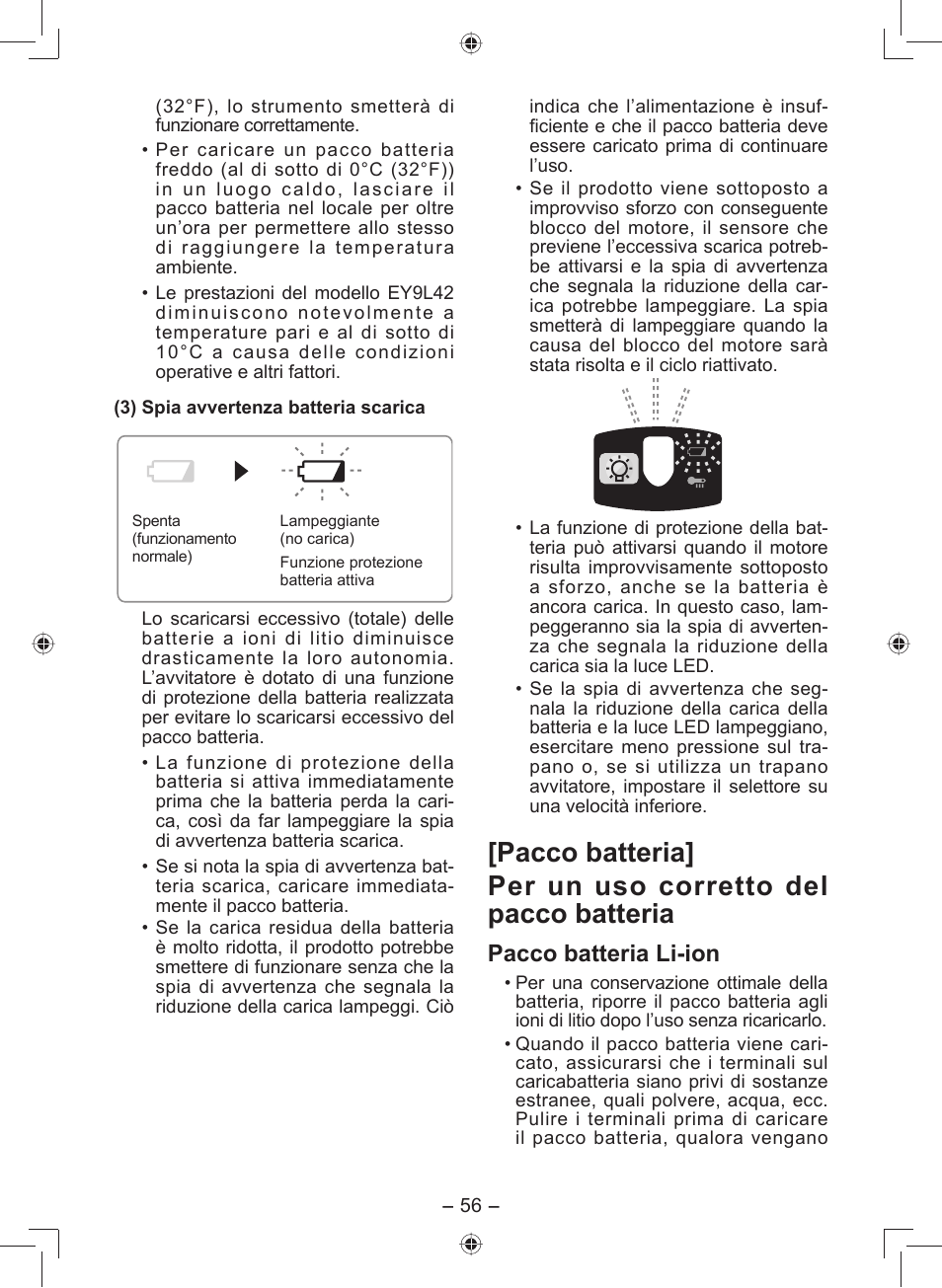 Pacco batteria li-ion | Panasonic EY7549 User Manual | Page 56 / 140