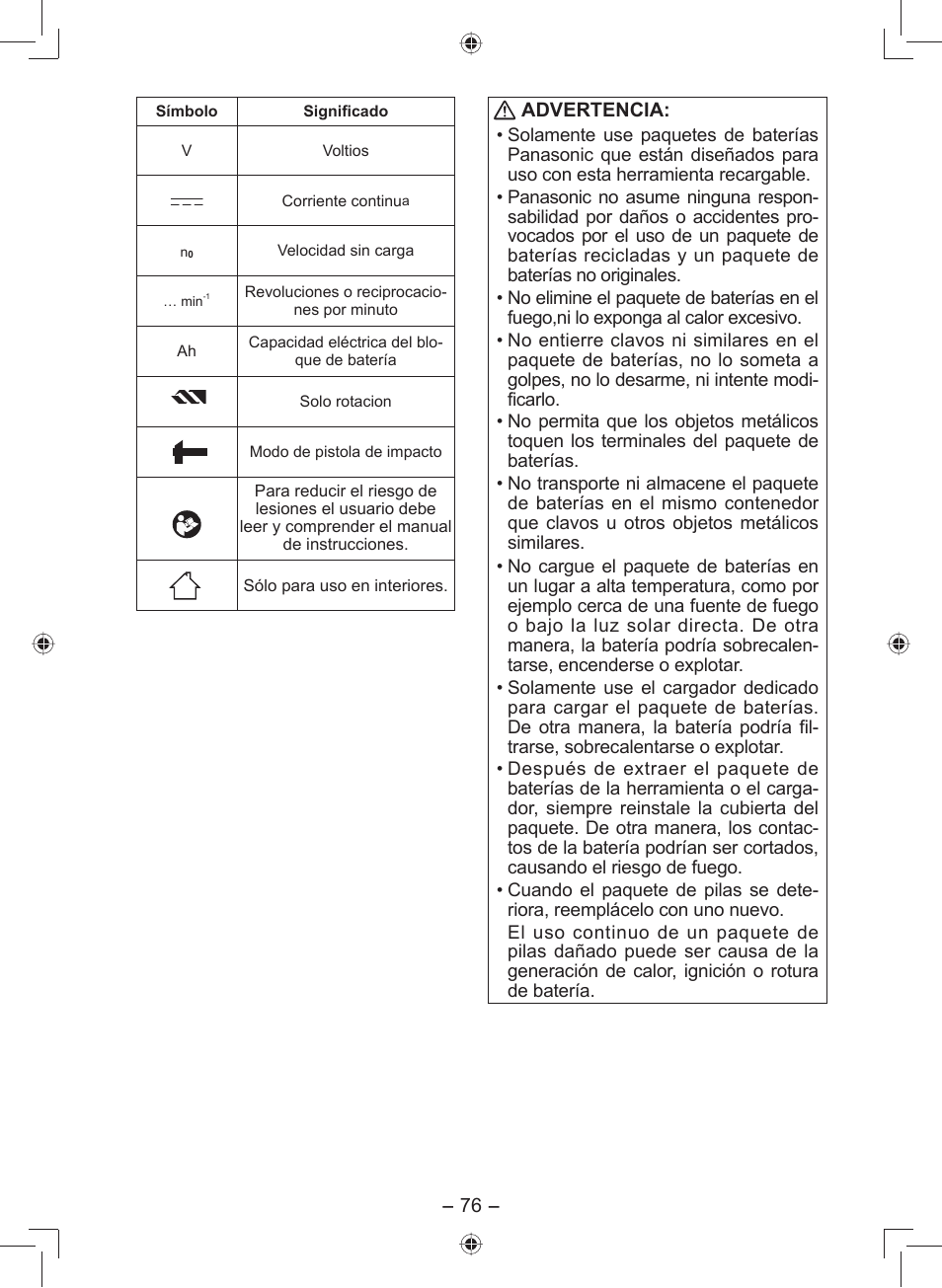 Panasonic EY7549 User Manual | Page 76 / 140