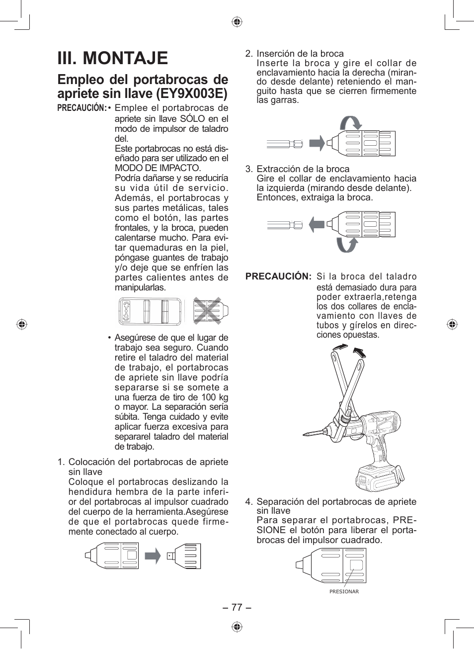 Iii. montaje | Panasonic EY7549 User Manual | Page 77 / 140