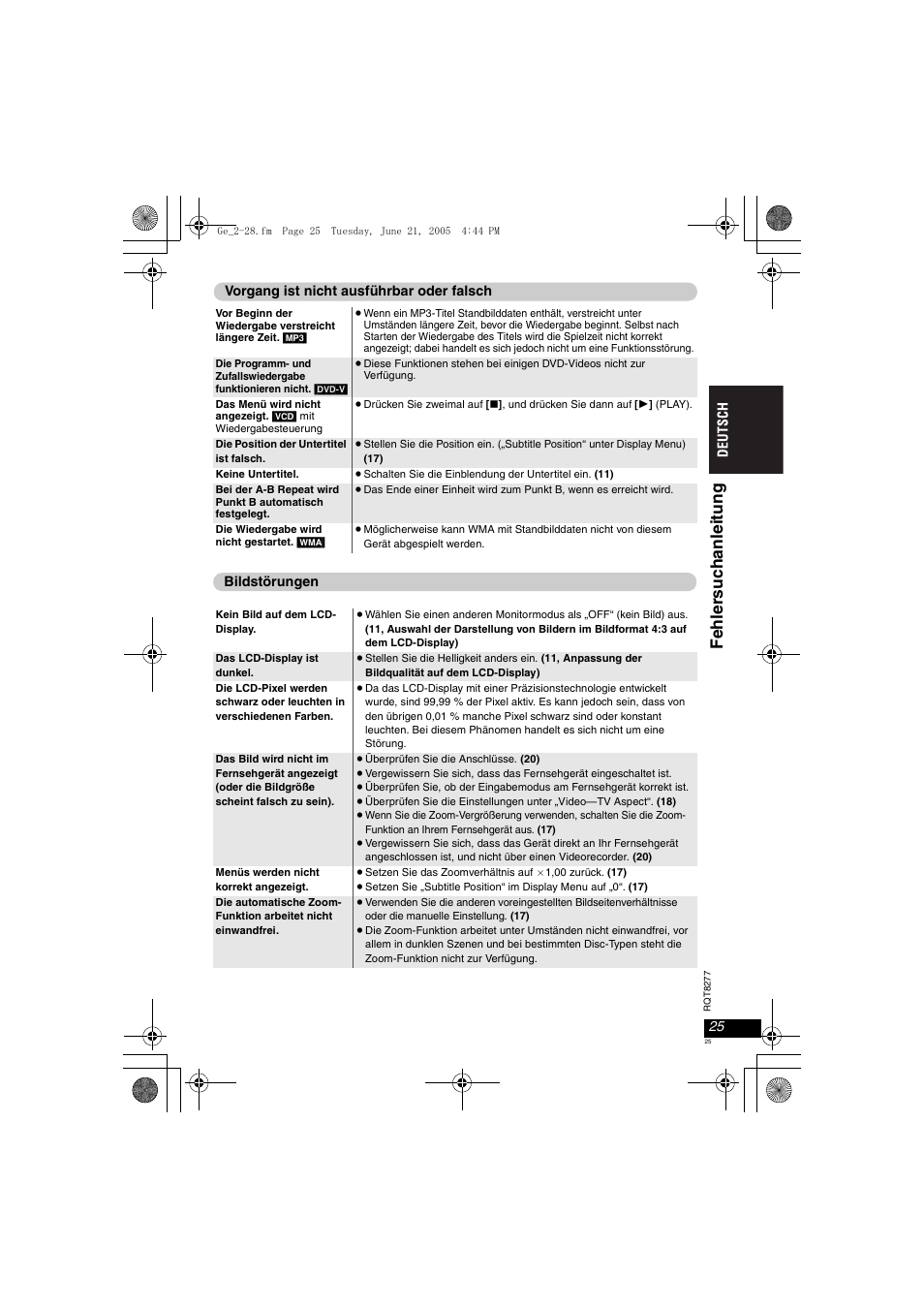 Fehle rsuc ha nlei tung | Panasonic DVDLS90 User Manual | Page 25 / 56