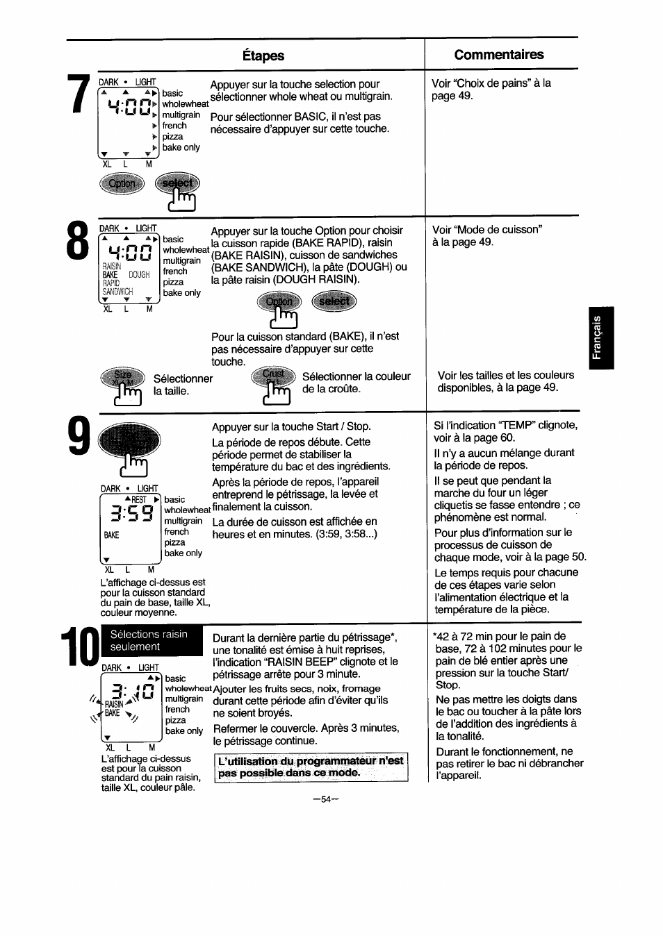 3c o, Étapes commentaires | Panasonic SD251 User Manual | Page 55 / 64