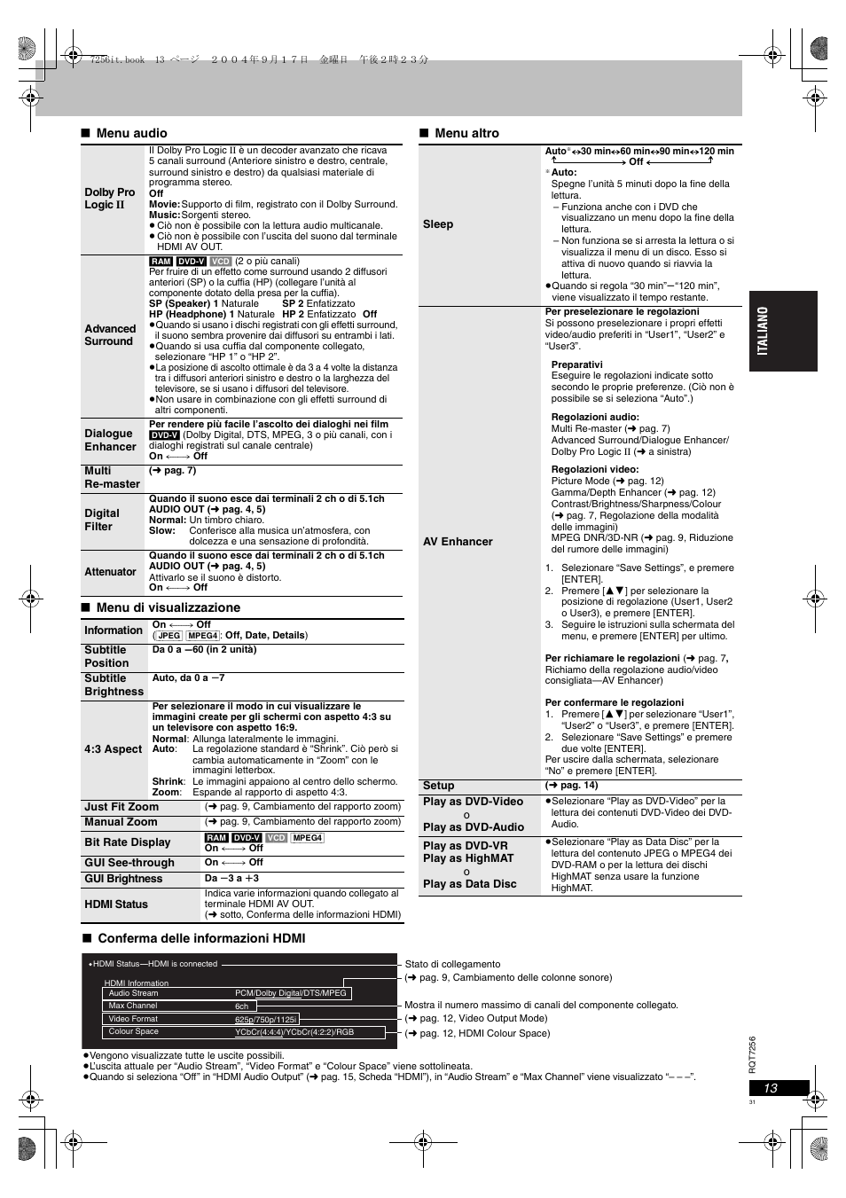 Pag. 13, G. 13 | Panasonic DVDS97EG User Manual | Page 31 / 116