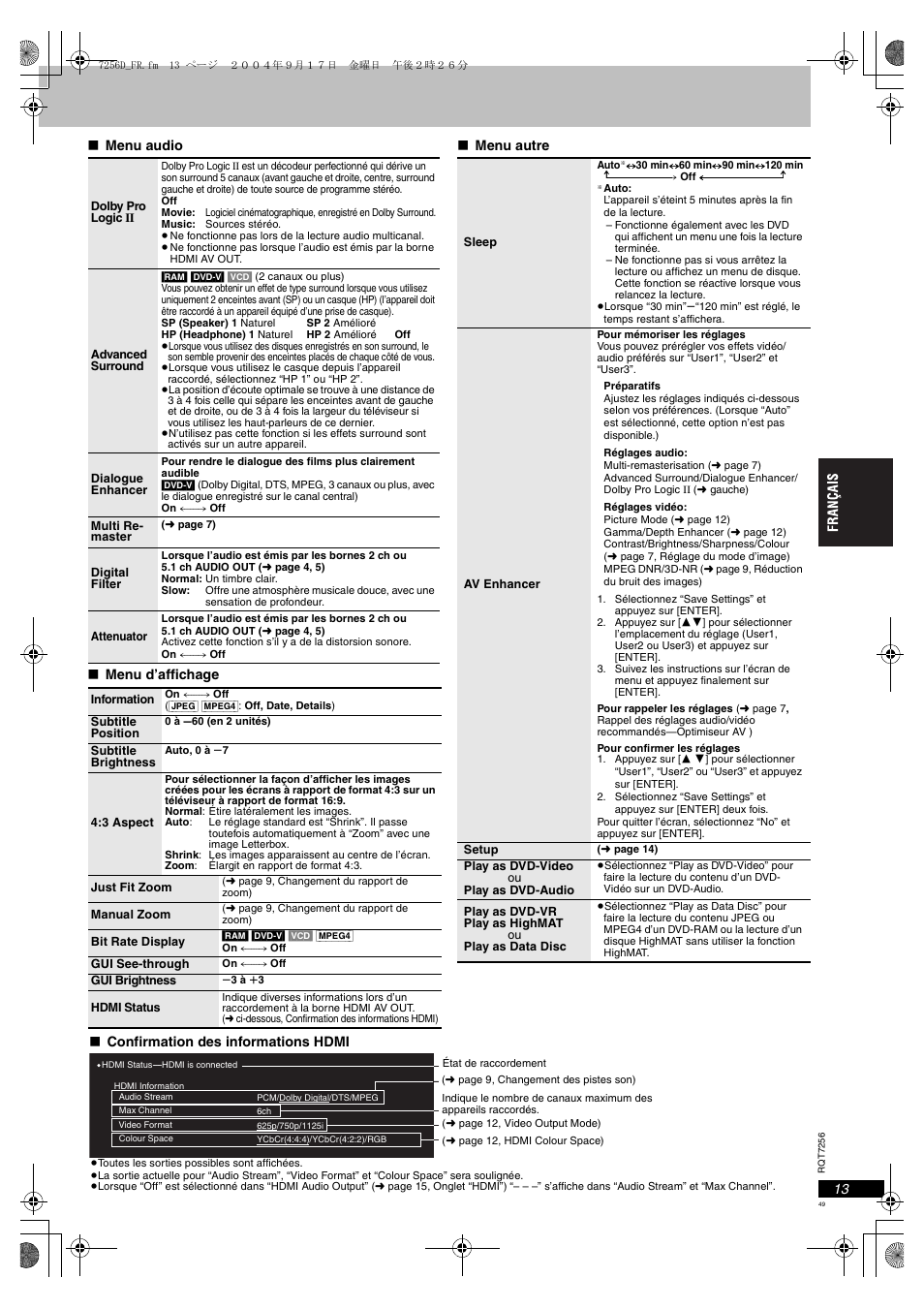 13, me, Ge 13 | Panasonic DVDS97EG User Manual | Page 49 / 116