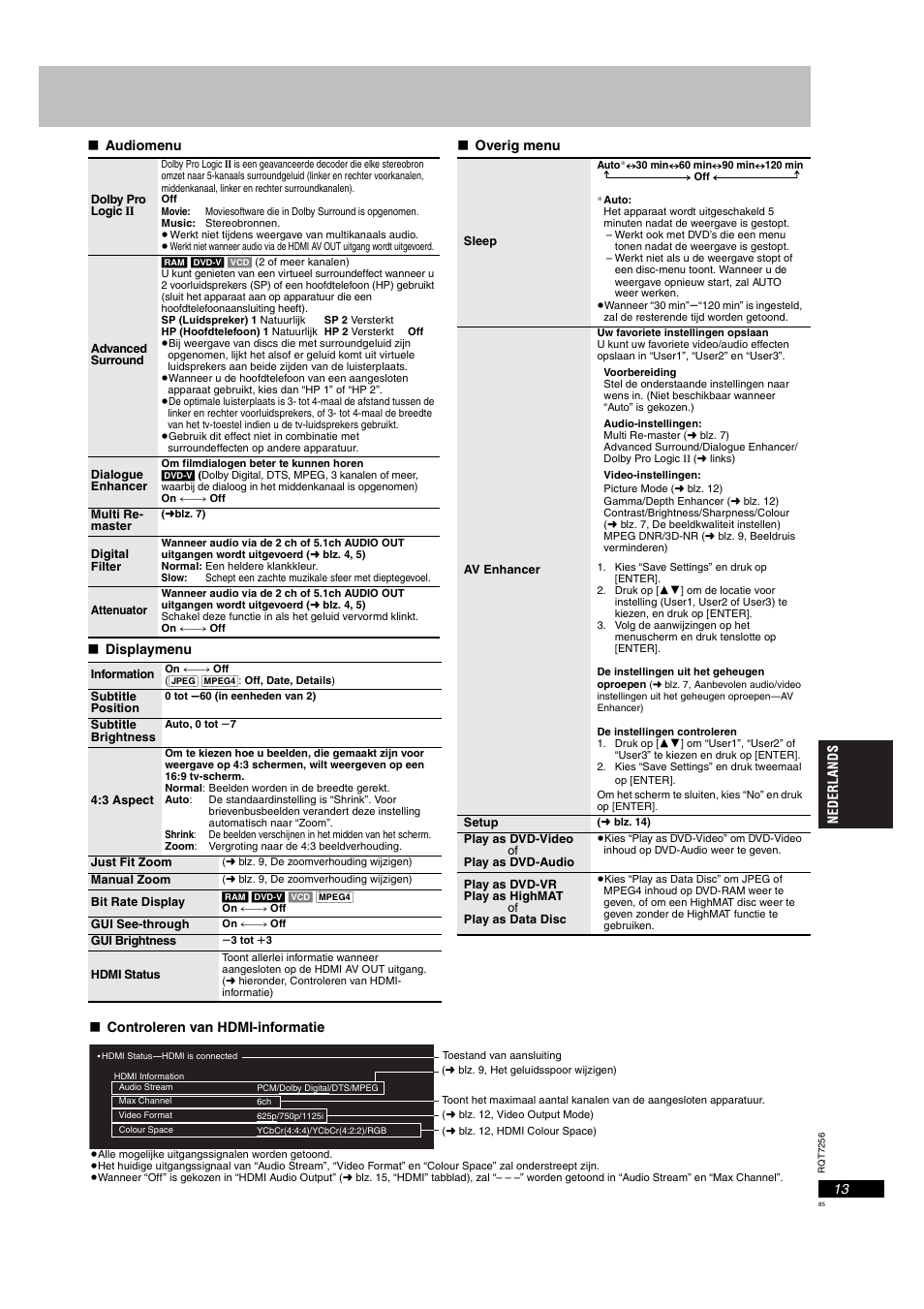 Blz. 13 | Panasonic DVDS97EG User Manual | Page 85 / 116