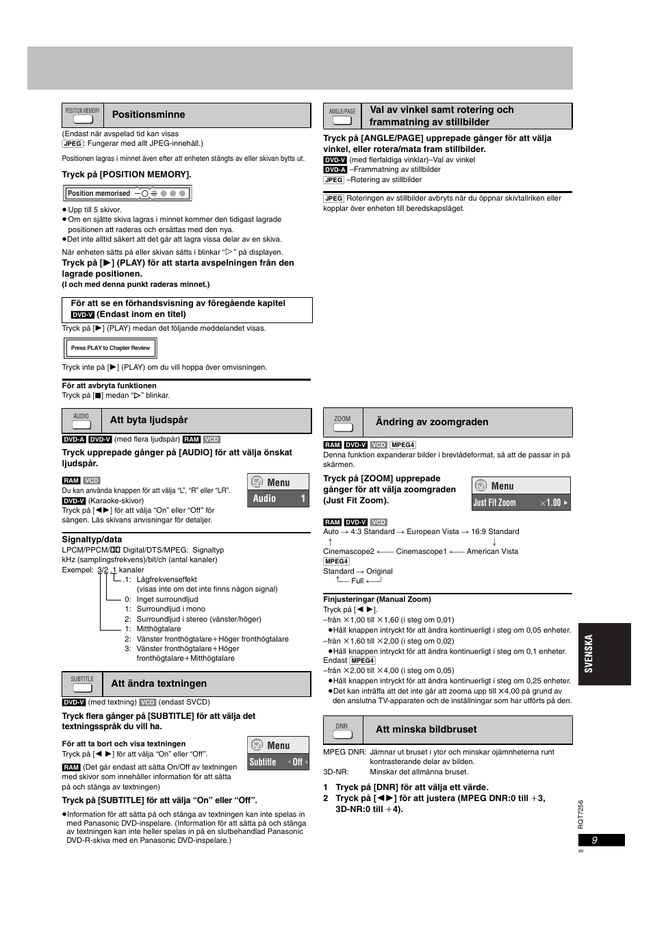 Praktiska funktioner, Sidan 9, p, Sidan 9) | Sidan 9 | Panasonic DVDS97EG User Manual | Page 99 / 116