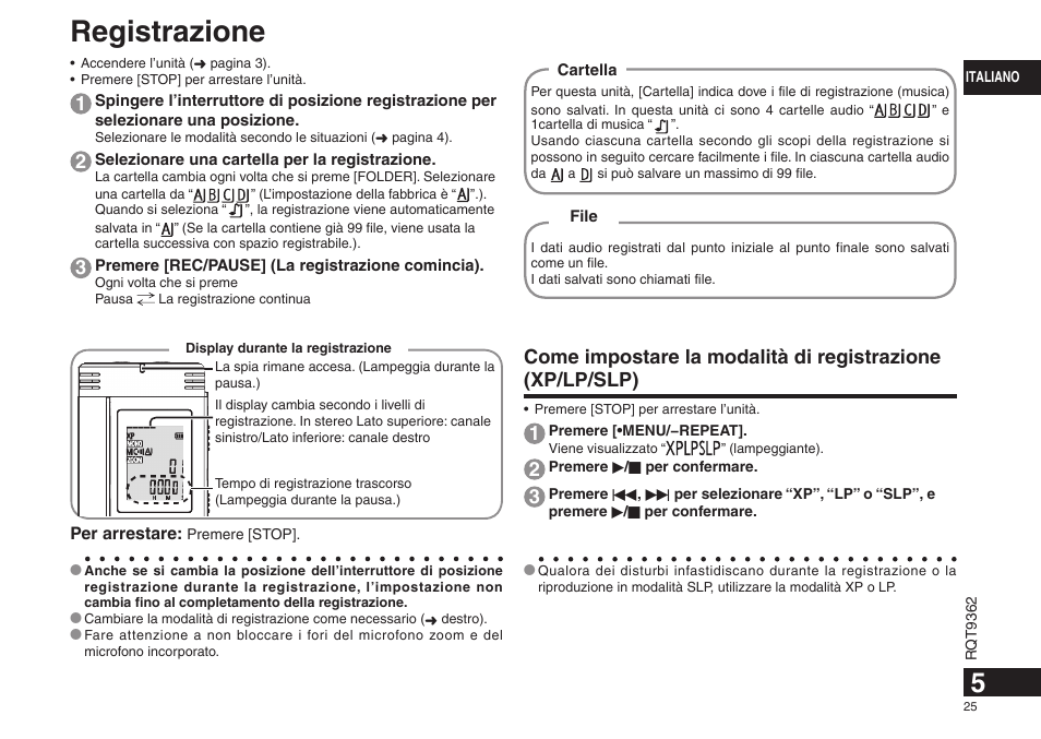 Registrazione | Panasonic RRUS570 User Manual | Page 25 / 200