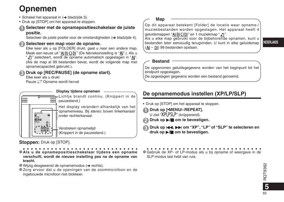 Opnemen | Panasonic RRUS570 User Manual | Page 65 / 200