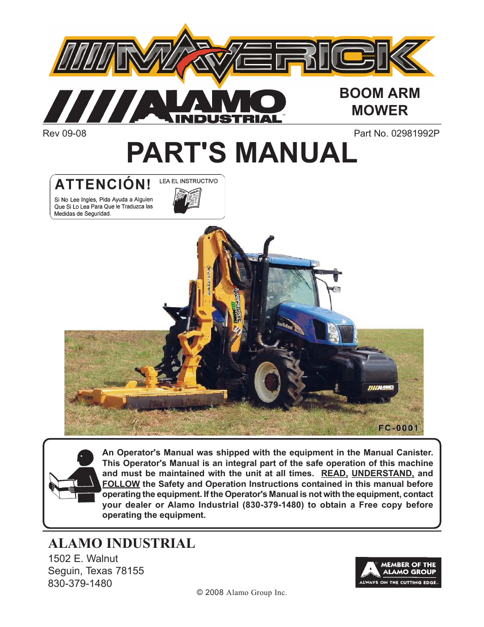 Alamo Maverick Boom Arm Mower User Manual | 174 pages