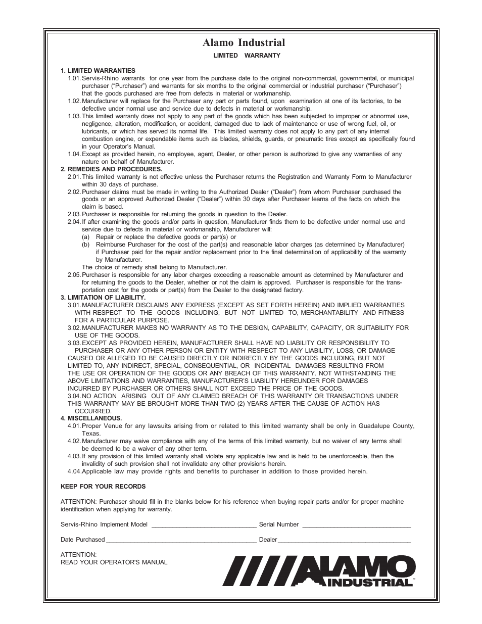 Alamo industrial | Alamo Maverick Boom Arm Mower User Manual | Page 172 / 174