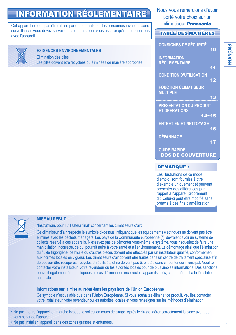 Information réglementaire | Panasonic CU2E15GBE User Manual | Page 3 / 10