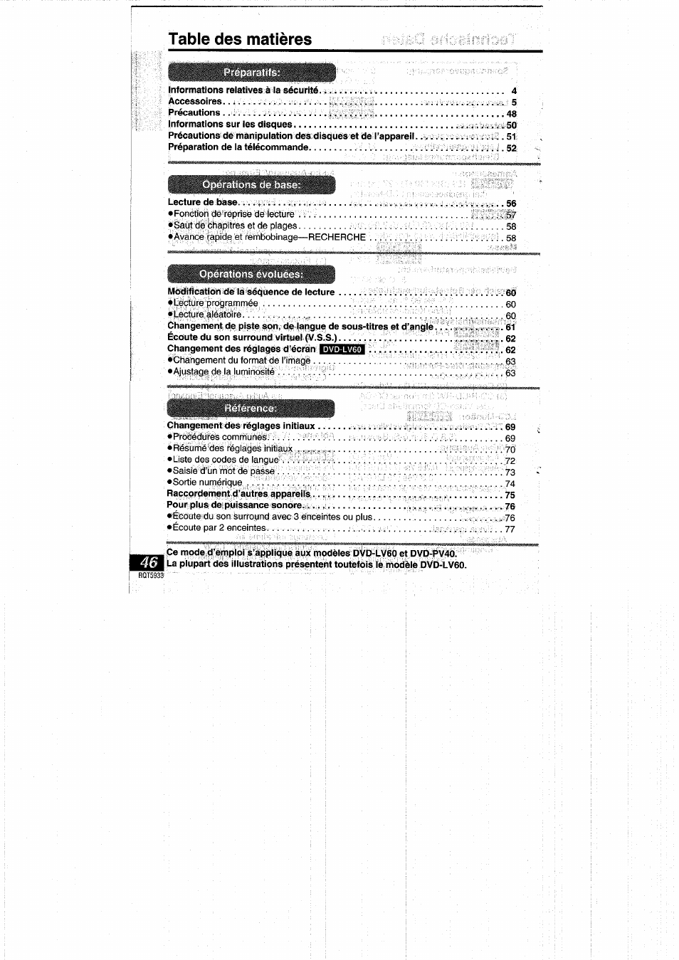 Panasonic DVDPV40 User Manual | Page 46 / 86