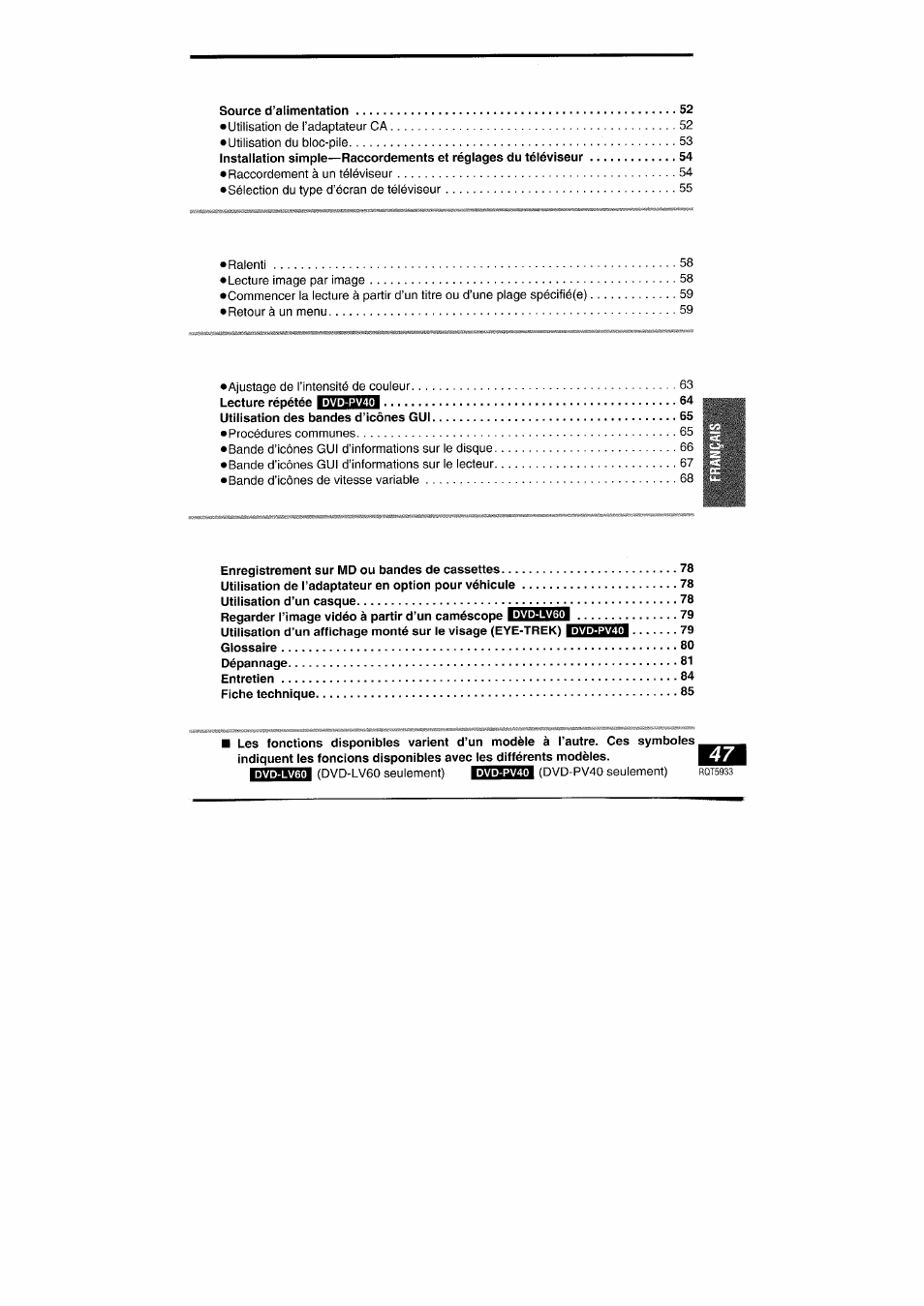 Panasonic DVDPV40 User Manual | Page 47 / 86