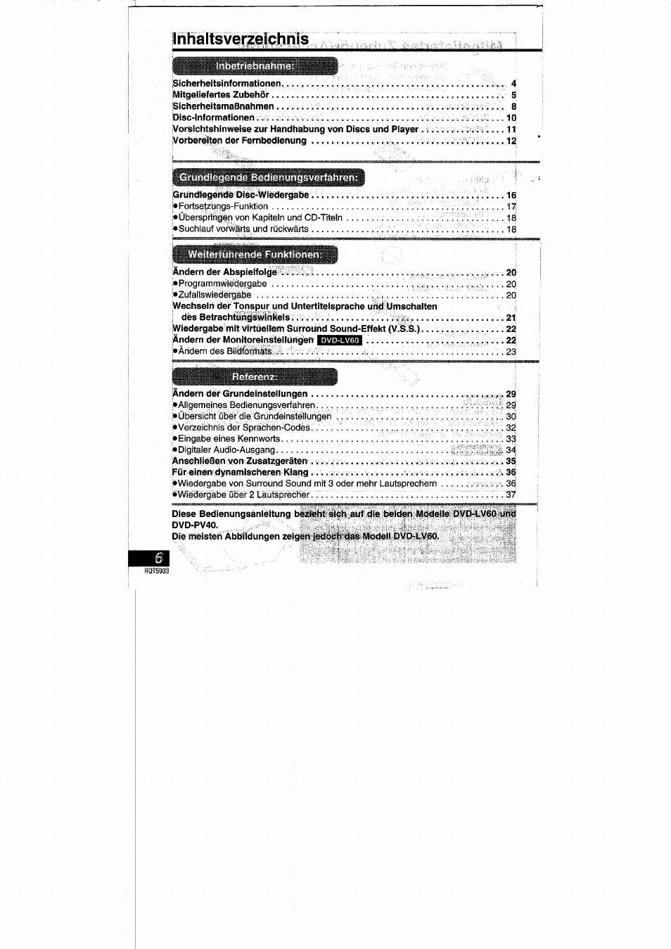 Panasonic DVDPV40 User Manual | Page 6 / 86