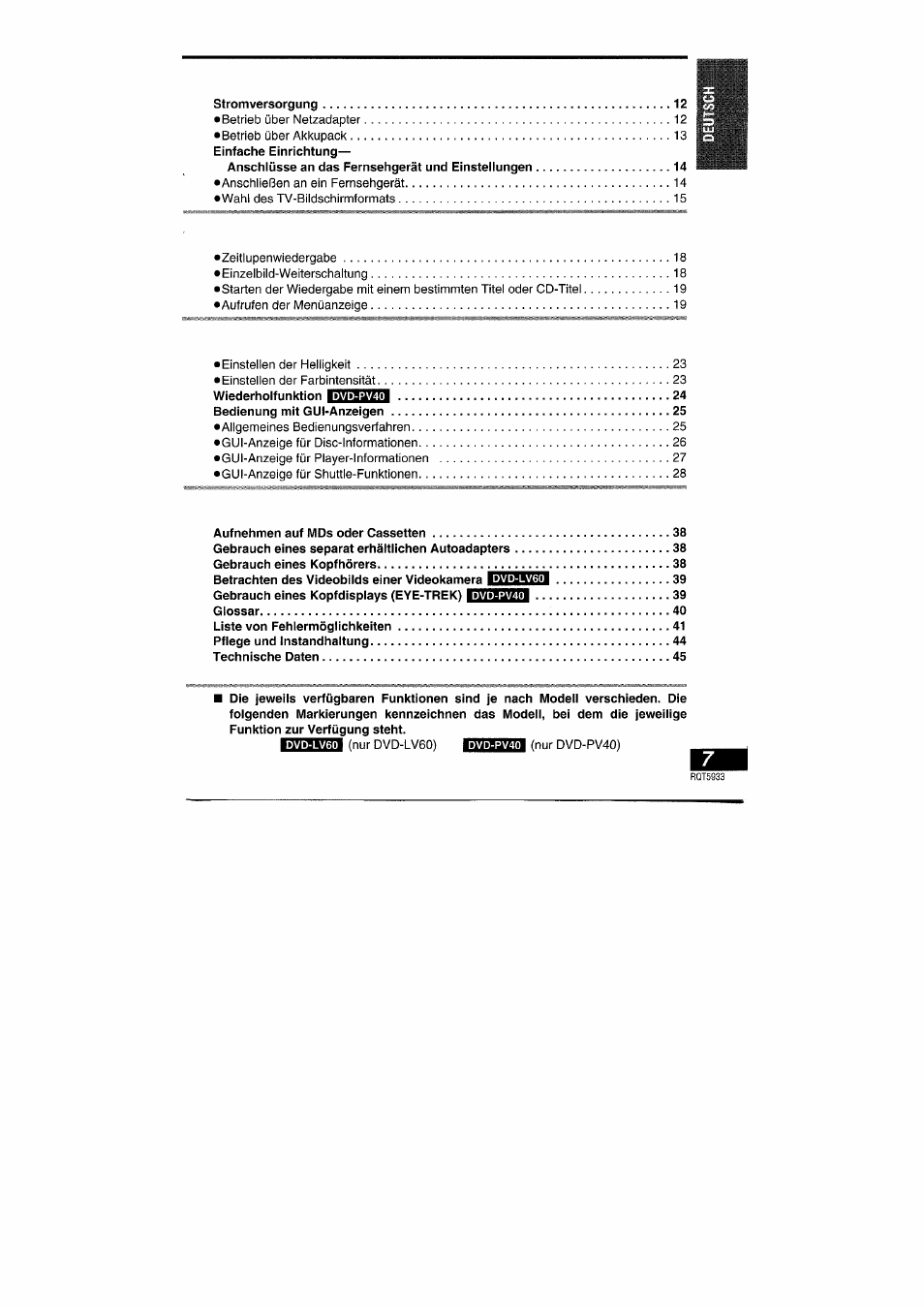 Panasonic DVDPV40 User Manual | Page 7 / 86