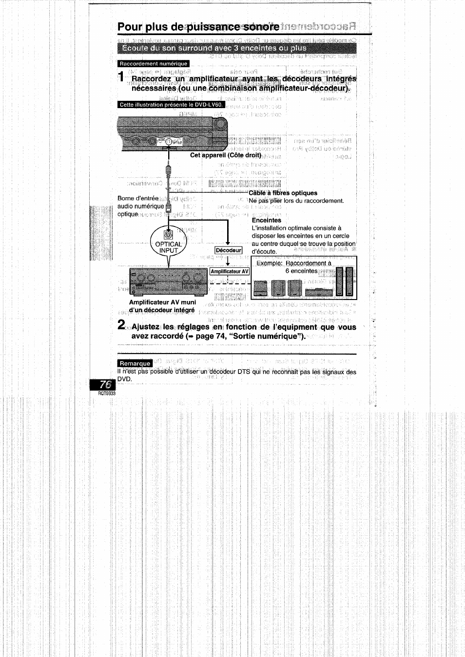 Pour plus de puissance sonore | Panasonic DVDPV40 User Manual | Page 76 / 86