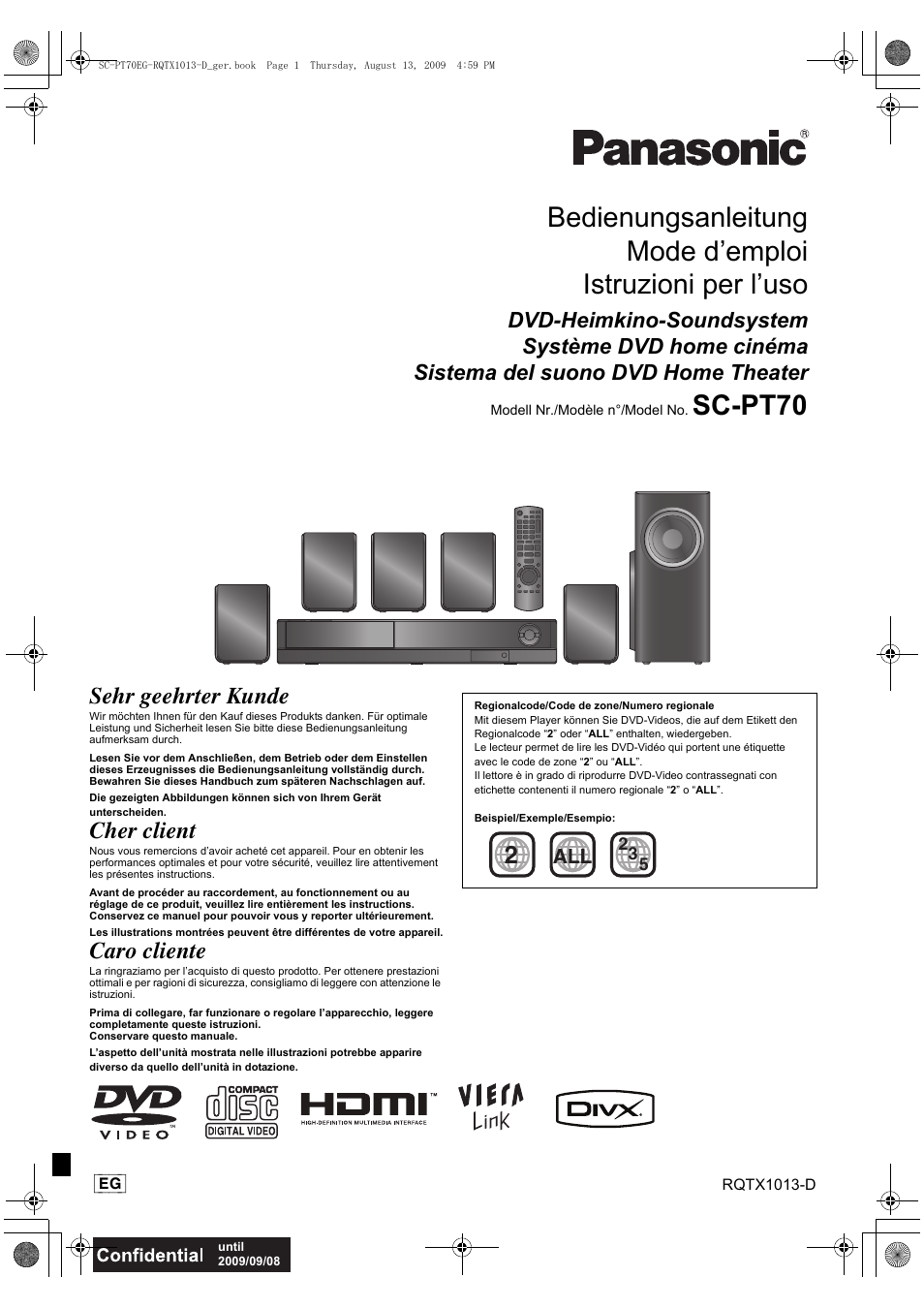 Panasonic SCPT70 User Manual | 62 pages