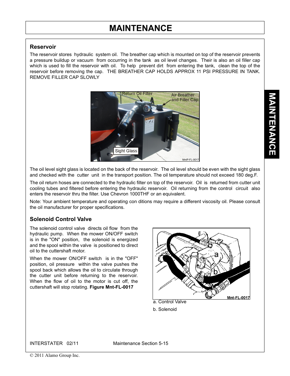 Solenoid control valve, Solenoid control valve -15, Maintenance | Alamo 803213C User Manual | Page 123 / 140