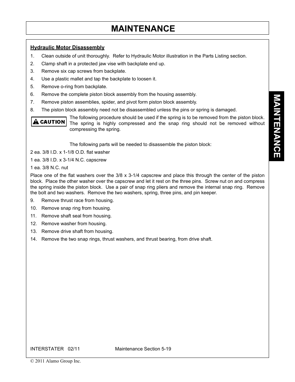 Maintenance | Alamo 803213C User Manual | Page 127 / 140