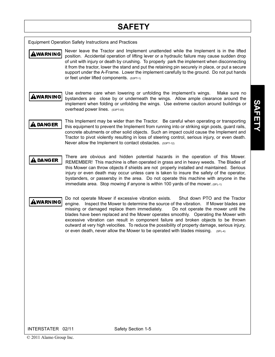 Safety | Alamo 803213C User Manual | Page 13 / 140