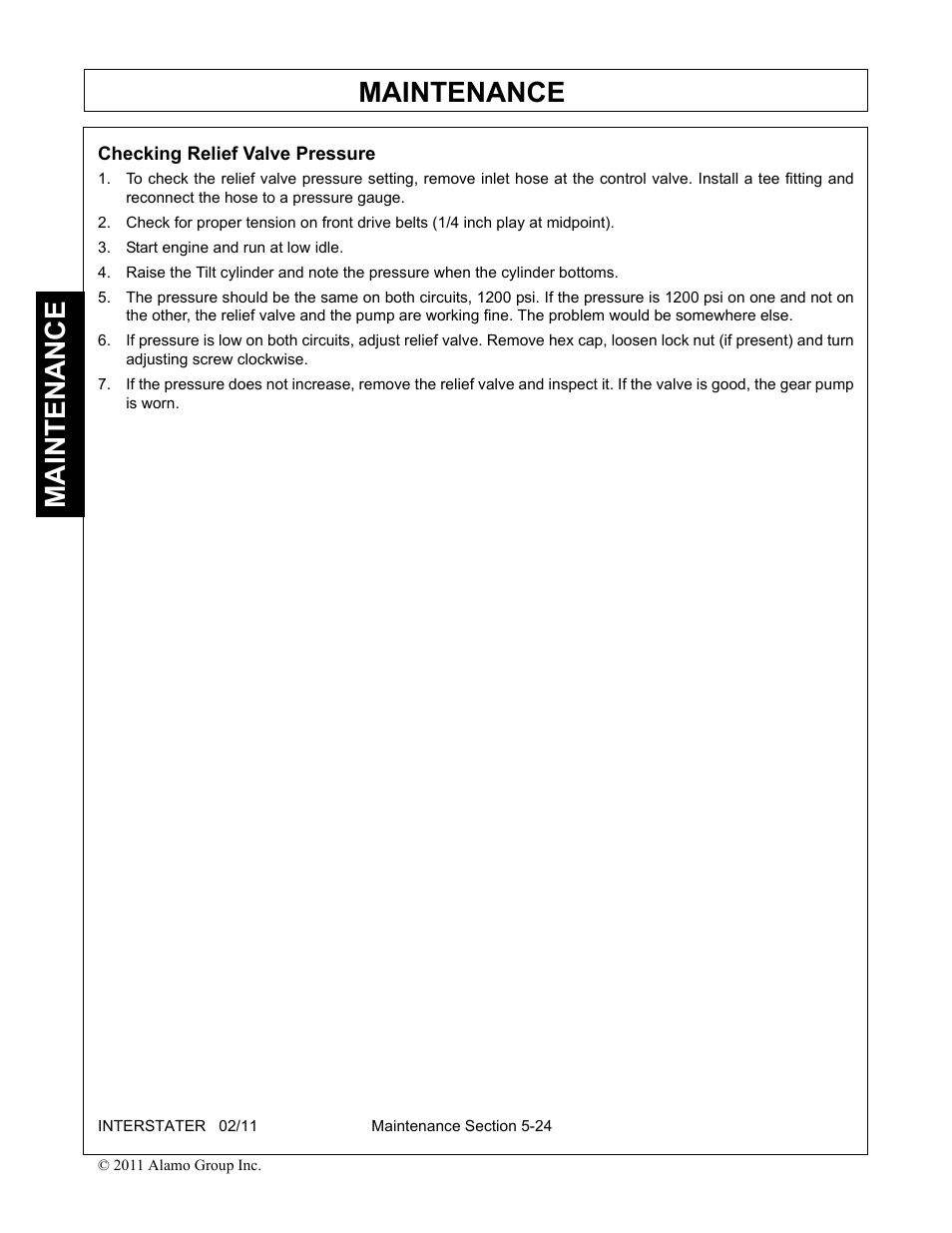 Maintenance | Alamo 803213C User Manual | Page 132 / 140