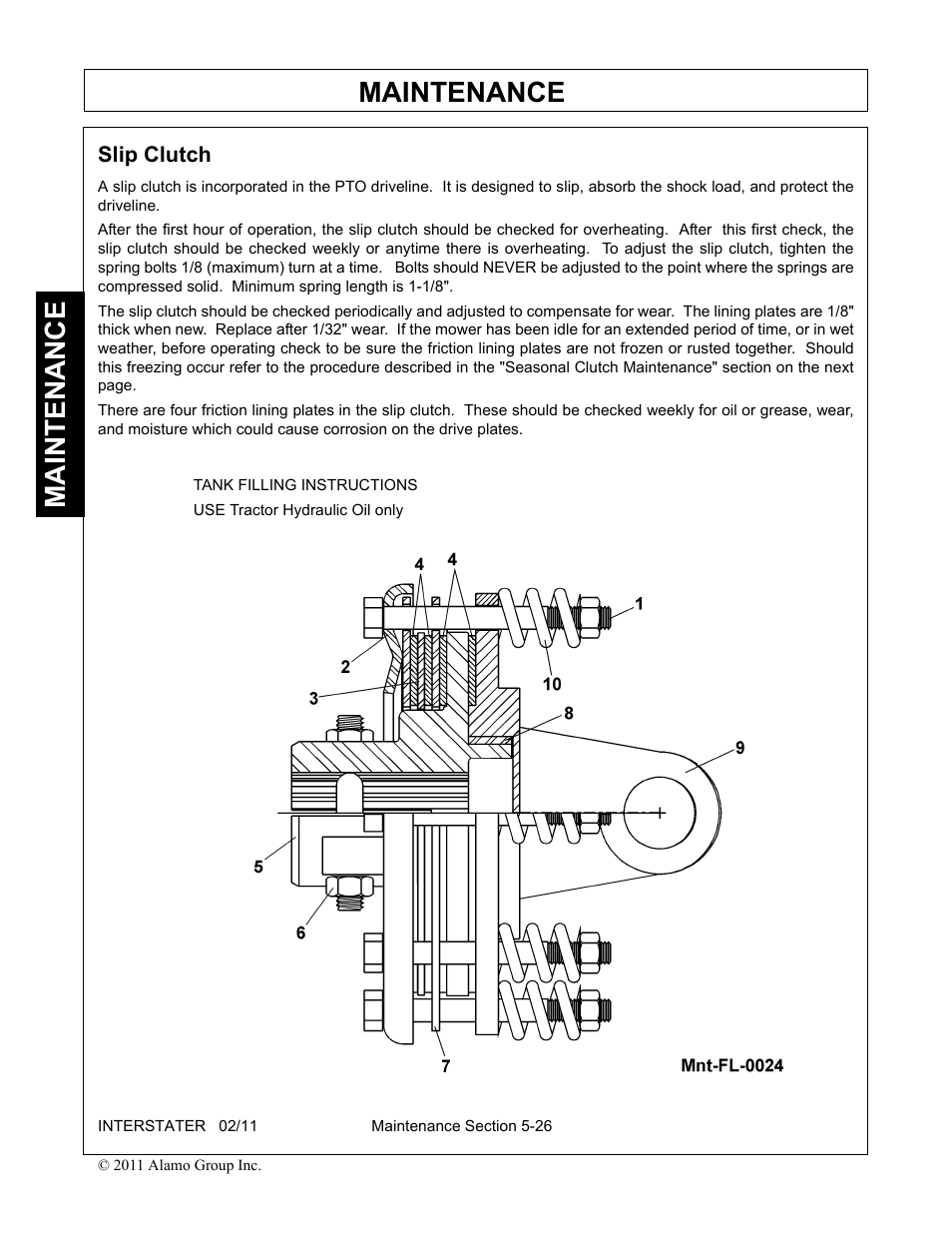 Slip clutch, Slip clutch -26, Maintenance | Alamo 803213C User Manual | Page 134 / 140