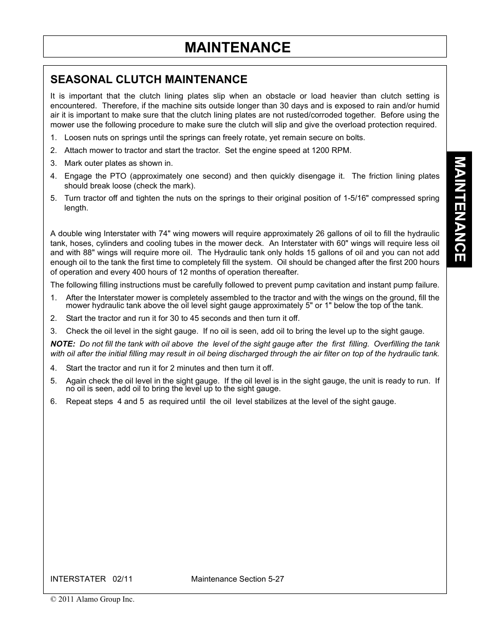 Seasonal clutch maintenance, Mark outer plates as shown in, Seasonal clutch maintenance -27 | Maintenance | Alamo 803213C User Manual | Page 135 / 140