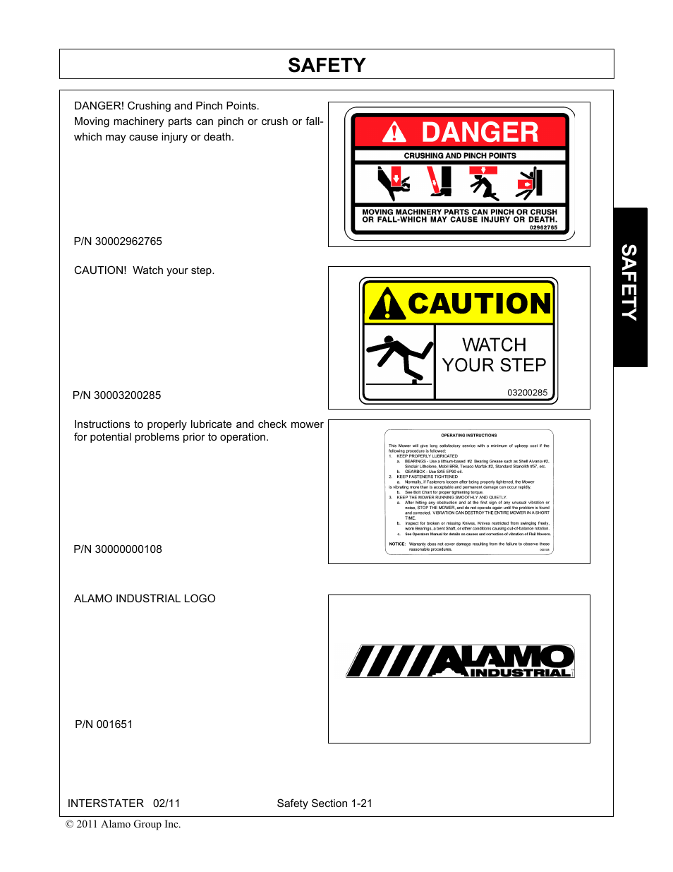 Safety | Alamo 803213C User Manual | Page 29 / 140